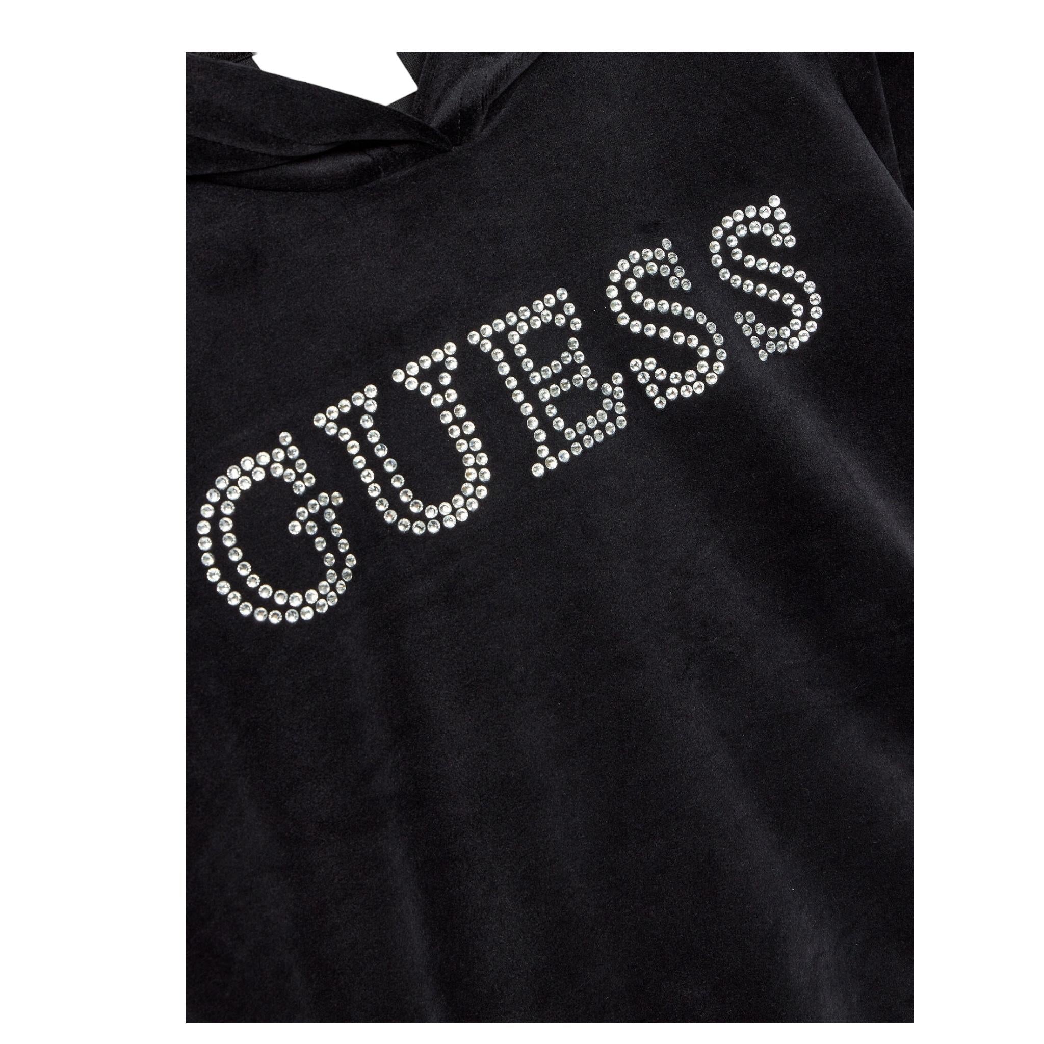 GUESS felpa chiusa cn cappuccio tinta unita in ciniglia Nero per Bambina J4Q27KBXI2 NERO GUESS
