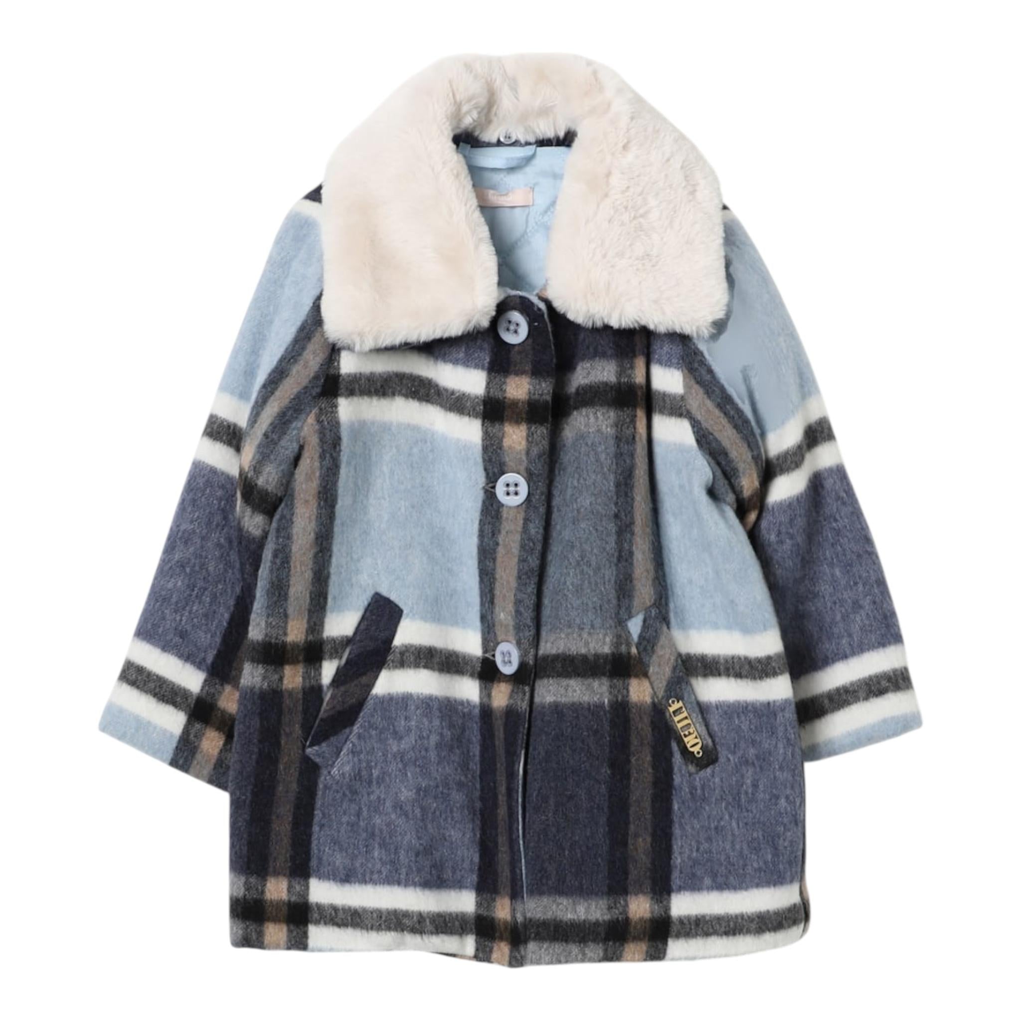 LIU JO cappotto tinta unita con fantasia a quadri Azzurro per Bambina KF4042 AZZURRO LIU JO