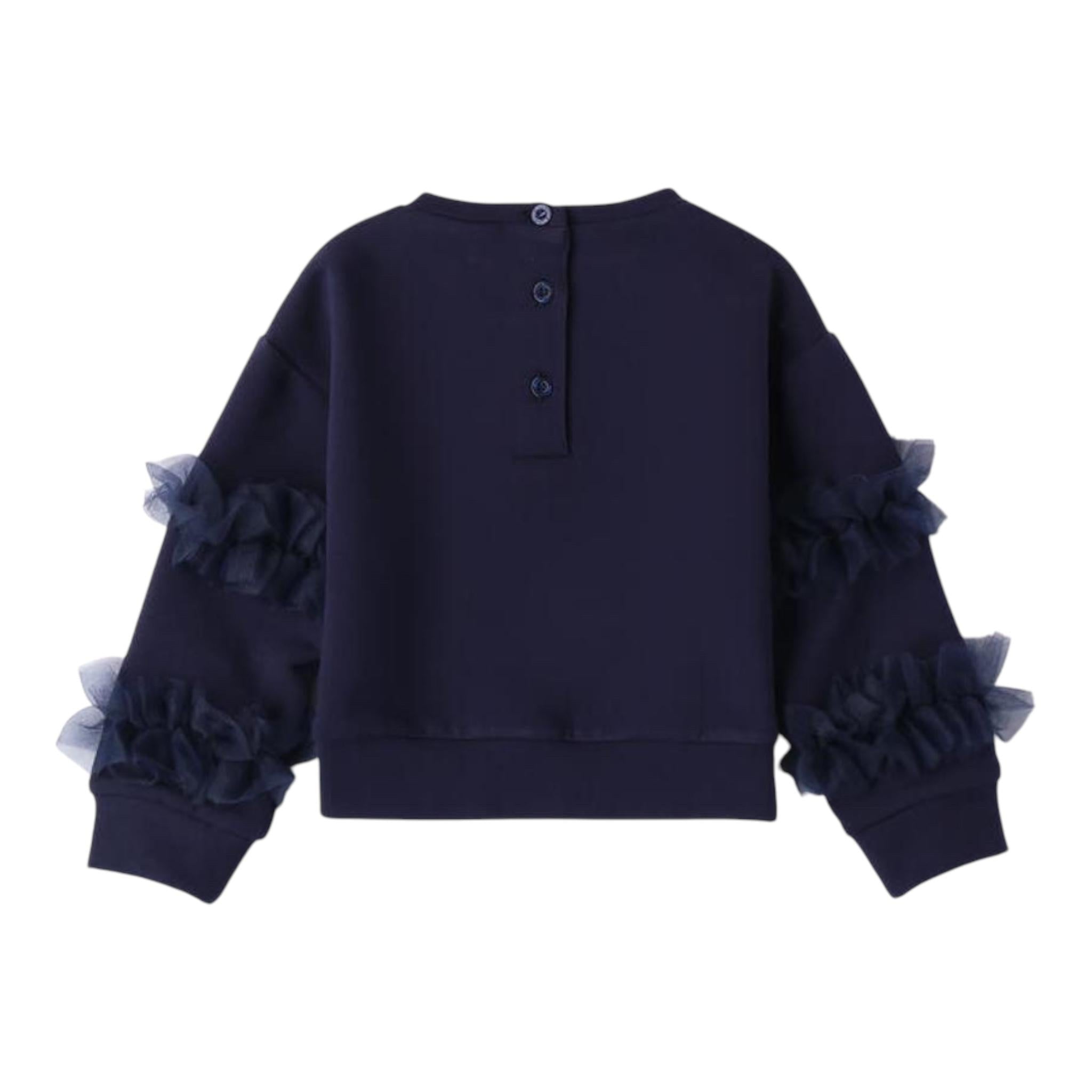 SARABANDA felpa tinta unita con tulle Blu per Bambina A301 BLU SARABANDA