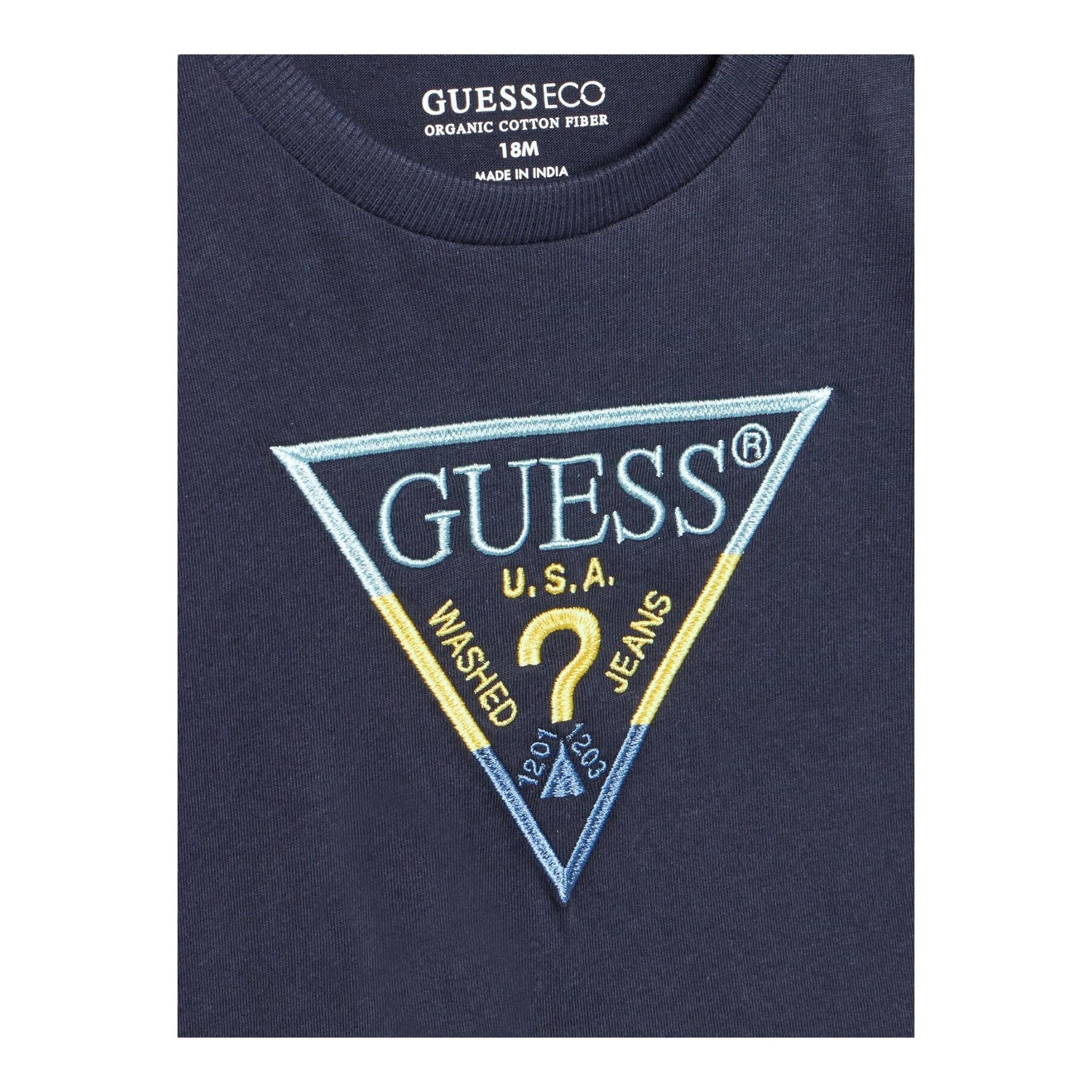 GUESS shirt girocollo tinta unita ocn logo Blu per Neonato N4YI36K8HM4NX BLU GUESS
