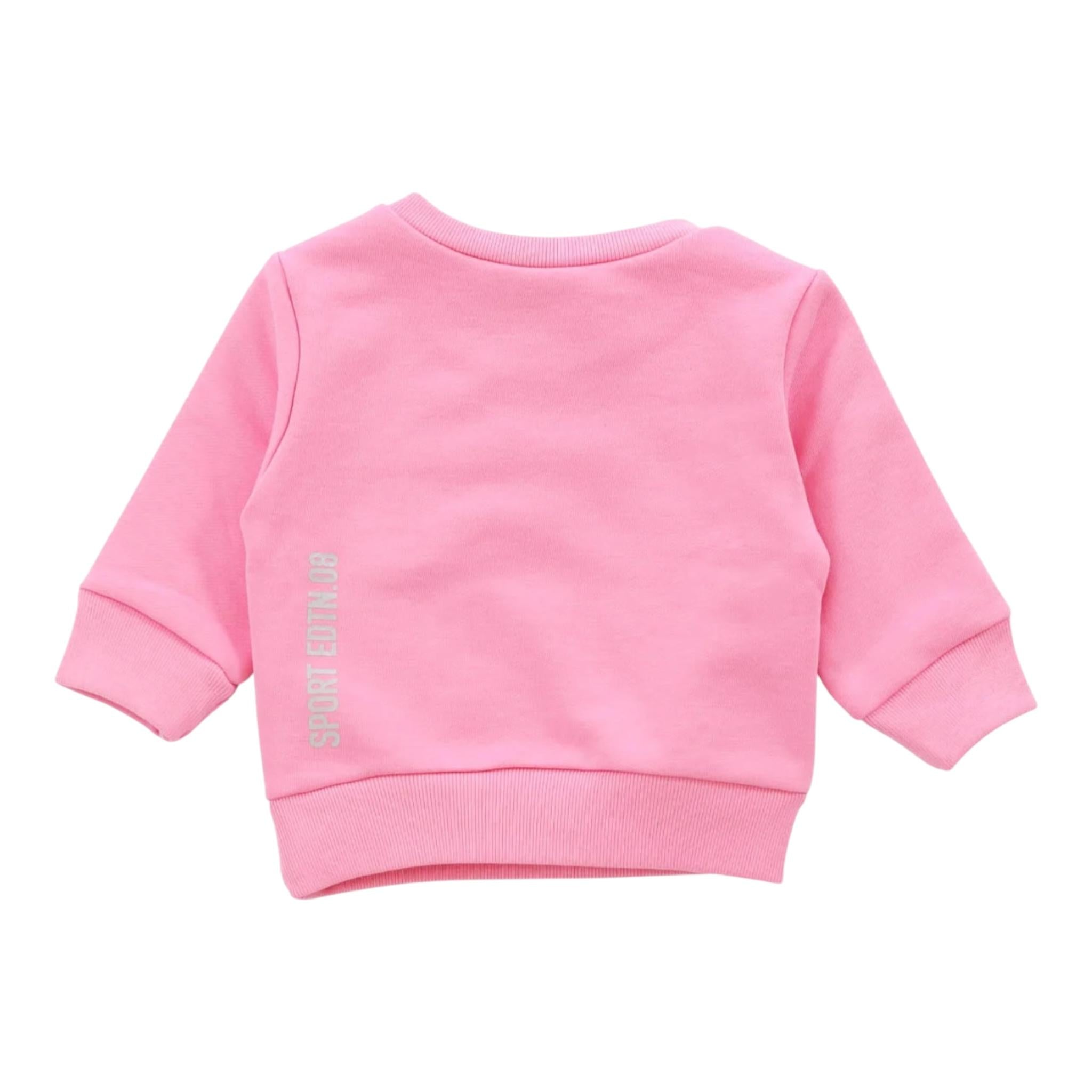 DSQUARED2 felpa chiusa girocollo tinta unita cn stampa logo Rosa per Neonata DQ1881 ROSA DSQUARED2
