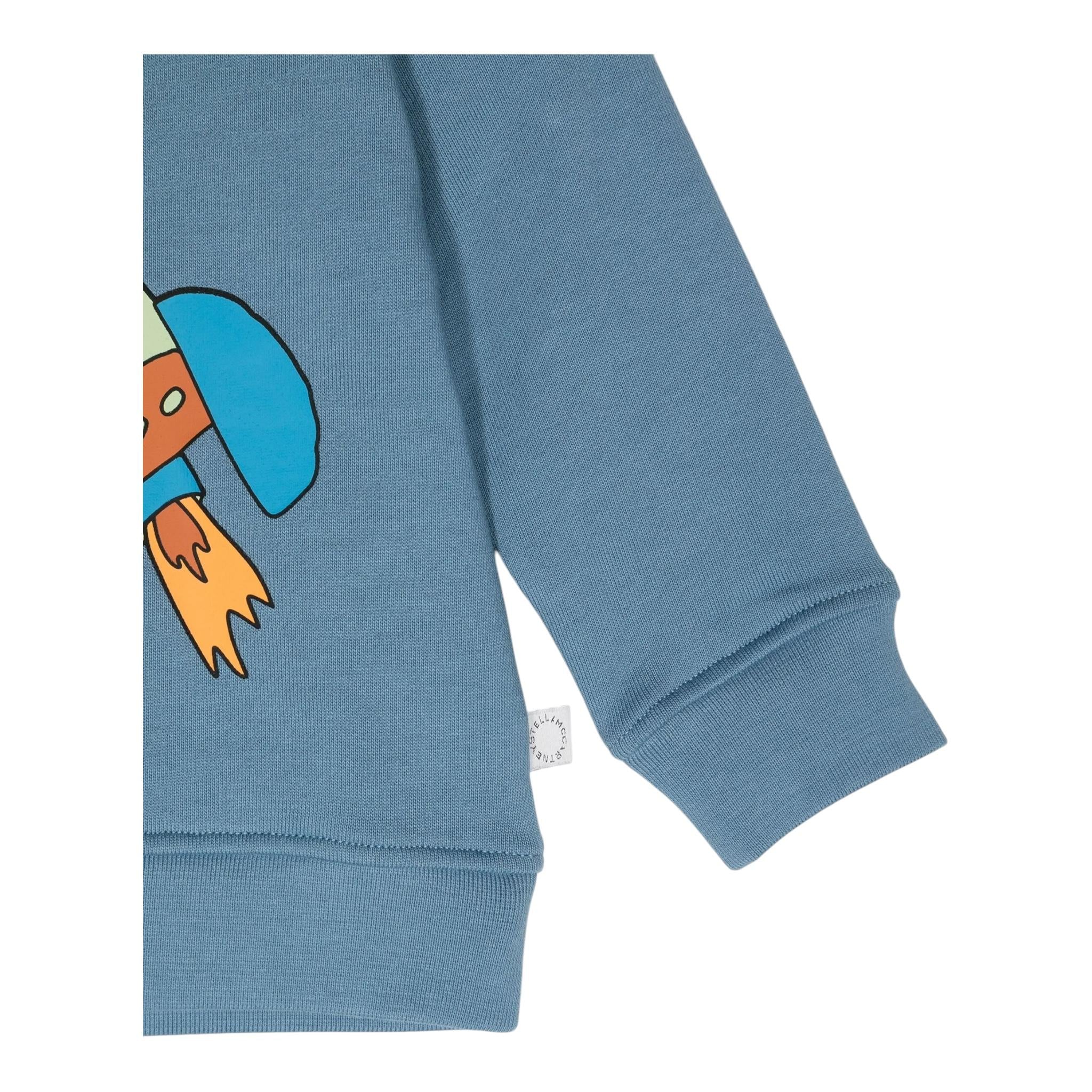 STELLA McCARTNEY felpa girocollo tinta unita con stampa in contrasto Blu per Neonato TV4520 BLU STELLA McCARTNEY