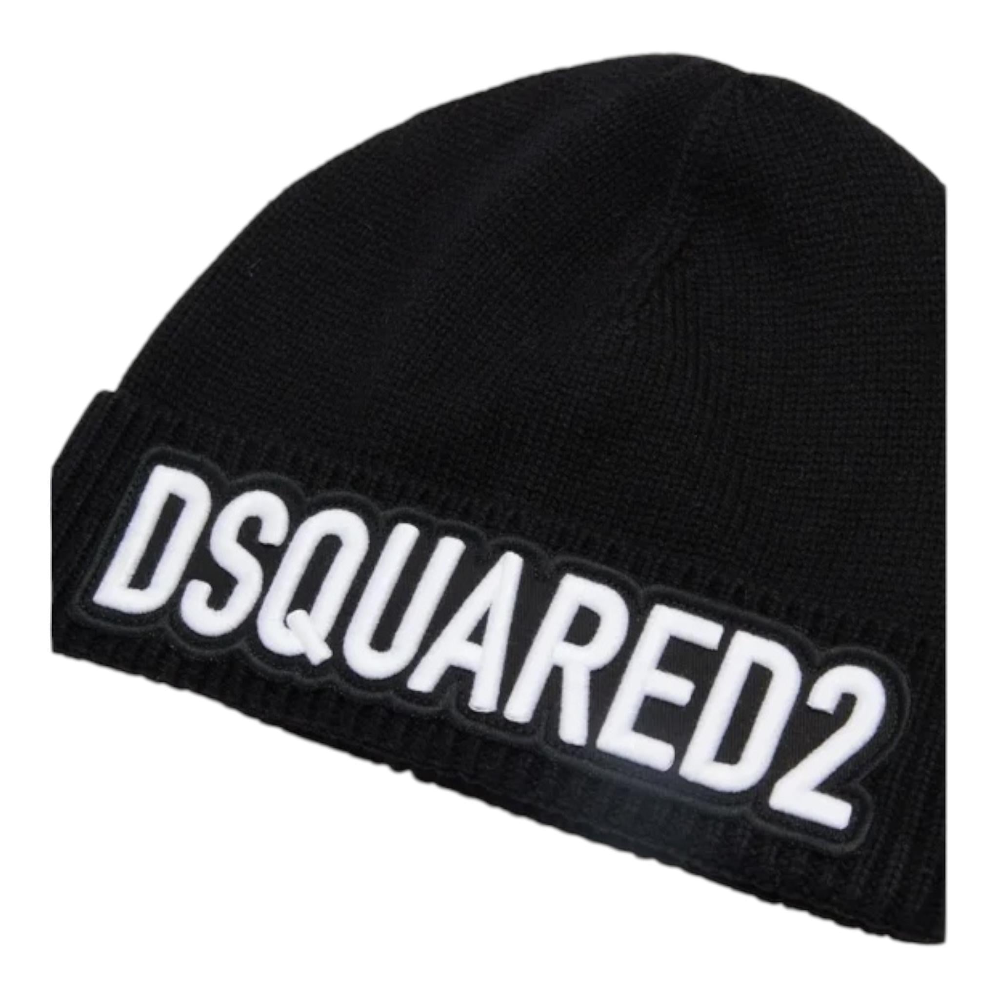 DSQUARED2 cappello tinta unita con stampa Nero per Bambino DQ2650 NERO DSQUARED2