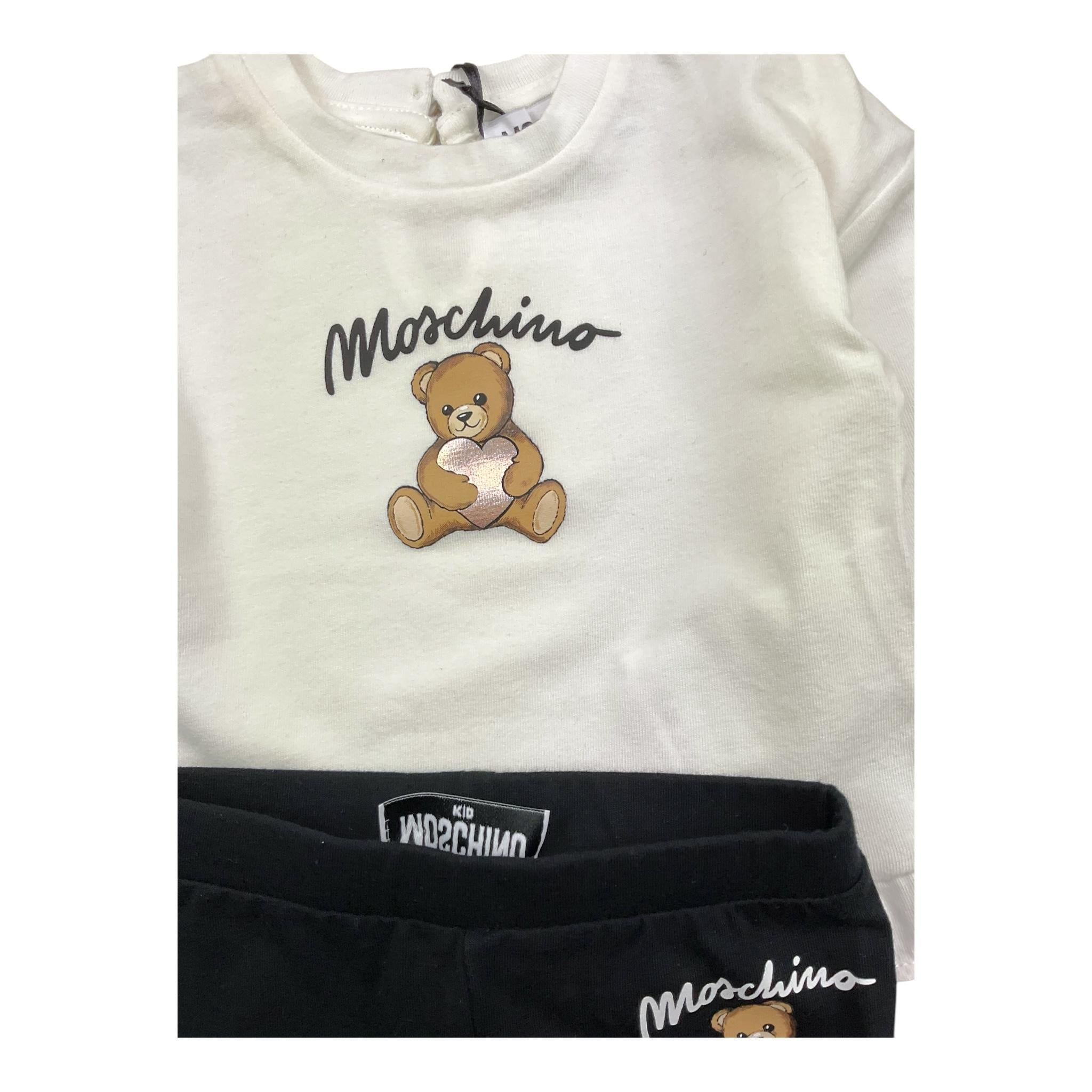 MOSCHINO completo 2pz bicolore shirt-leggins Bianco/nero per Neonata MDK03C BIANCO/NERO MOSCHINO