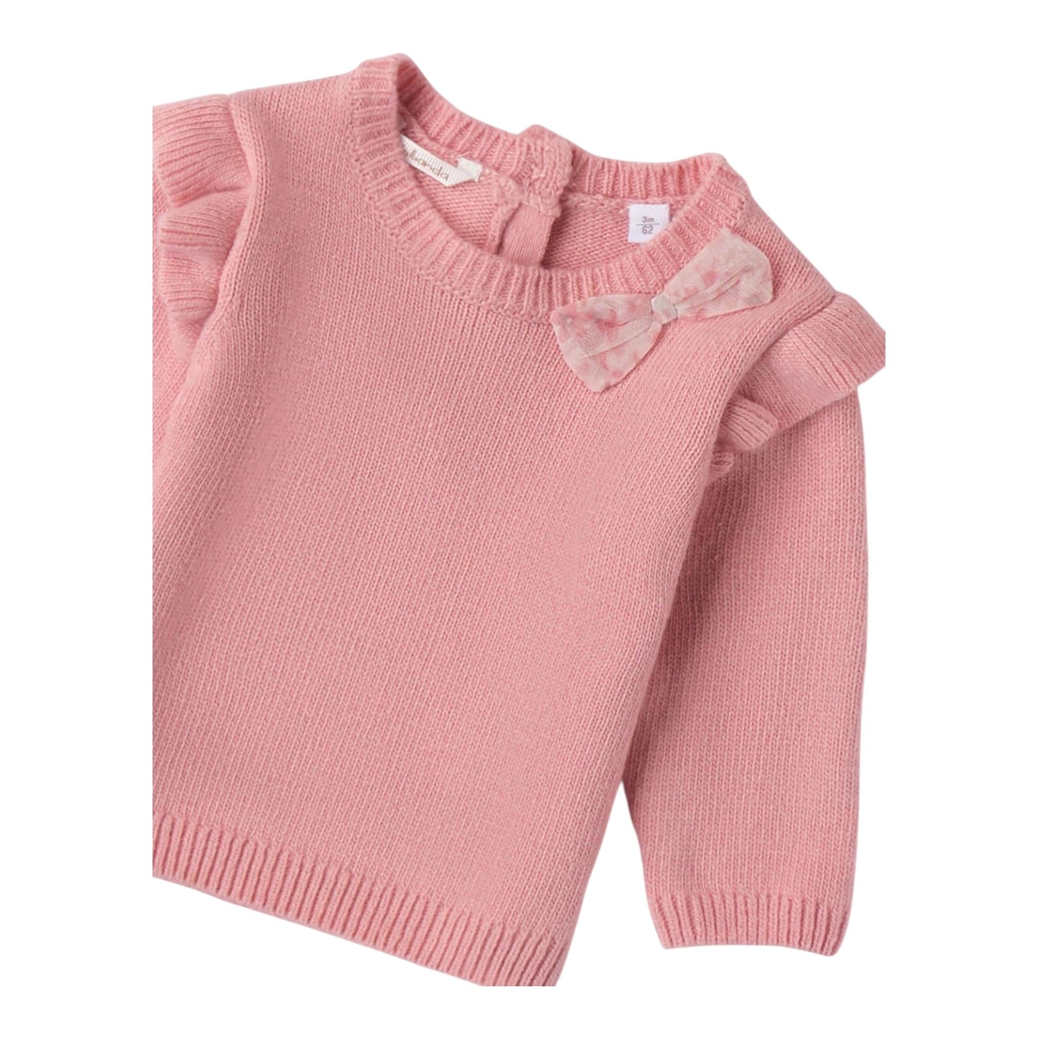 MINI BANDA maglia girocollo tinta unita con fiocco Rosa per Neonata 3A744XX ROSA MINI BANDA
