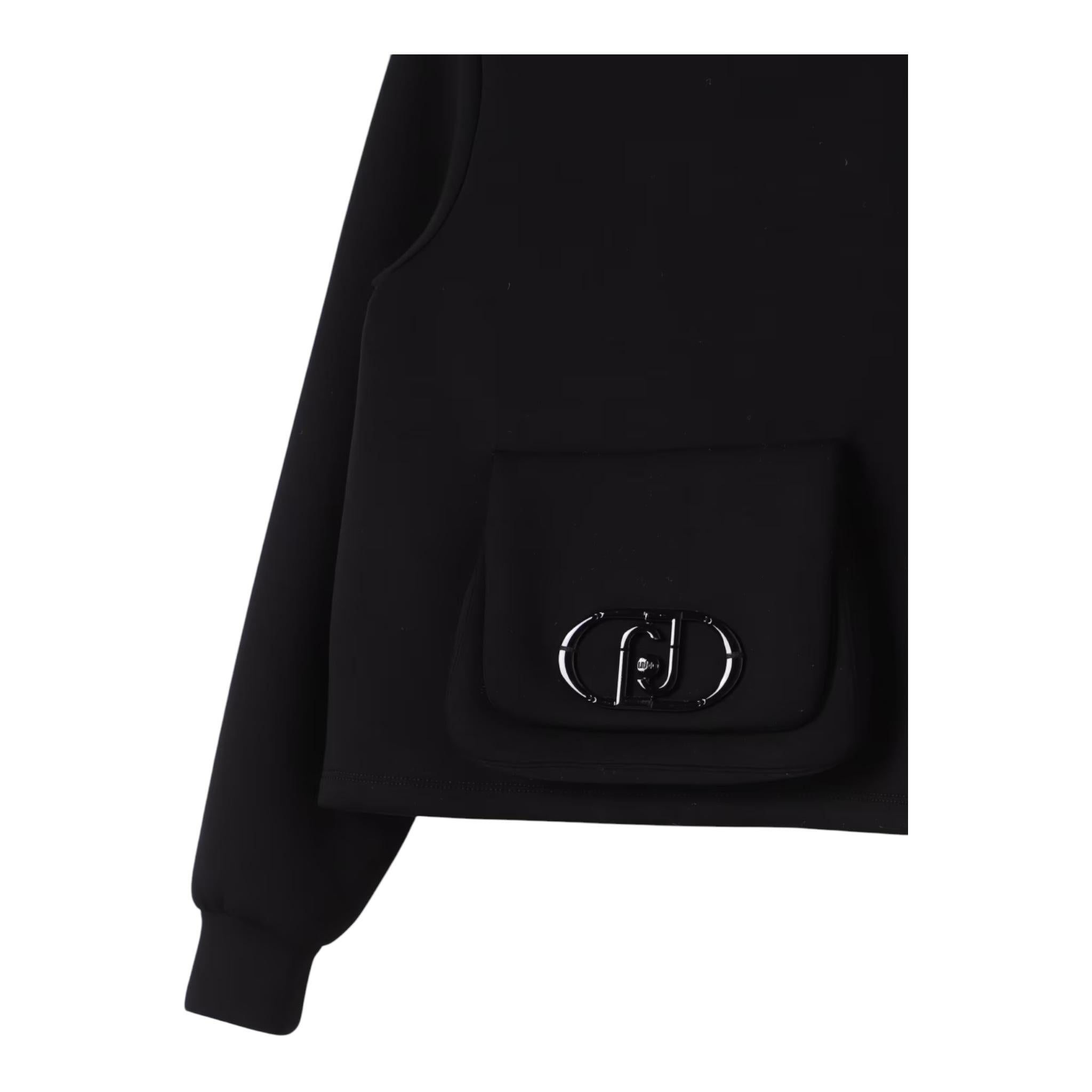 LIU JO felpa chiusa girocollo tinta unita con stampa Nero per Bambina GF4161X NERO LIU JO