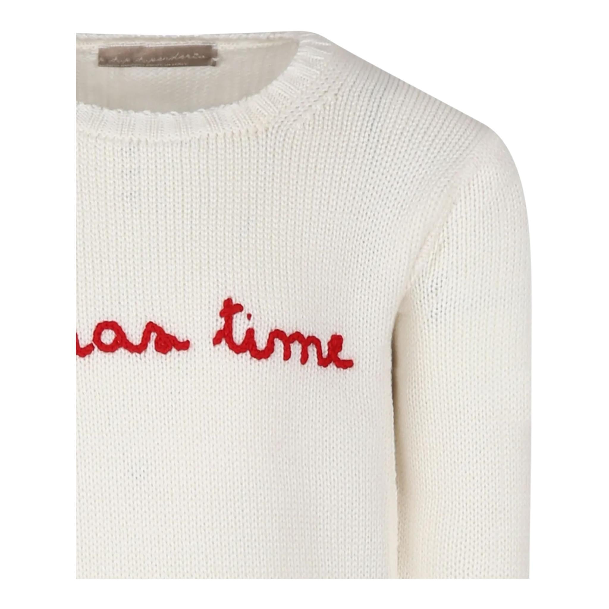 LA STUPENDERIA maglia tinta unita con stampa Panna per Bambino WCPL21 PANNA LA STUPENDERIA