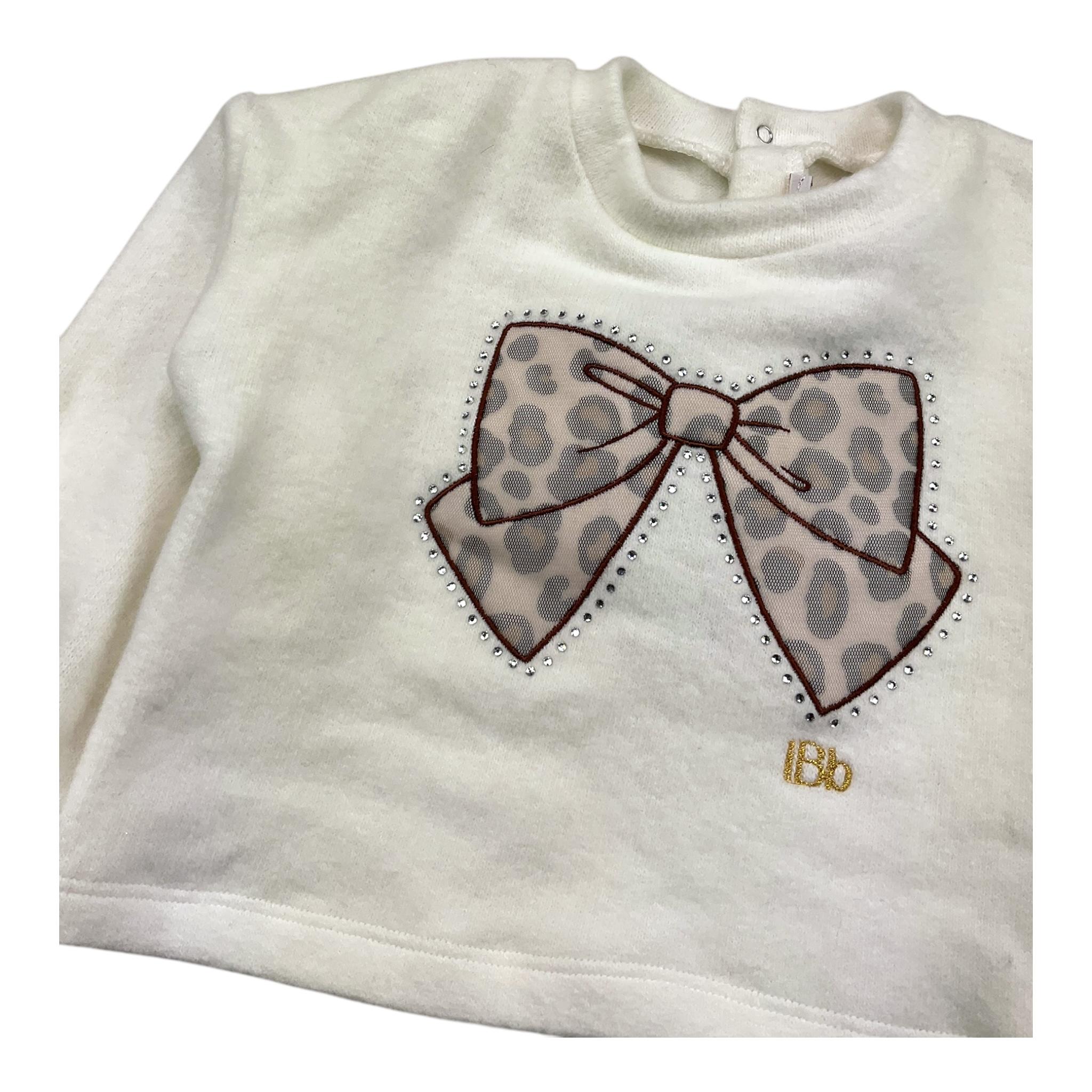 LE BEBE' maglia girocollo tinta unita con fiocco Panna per Neonata LBG6047 PANNA LE BEBE'