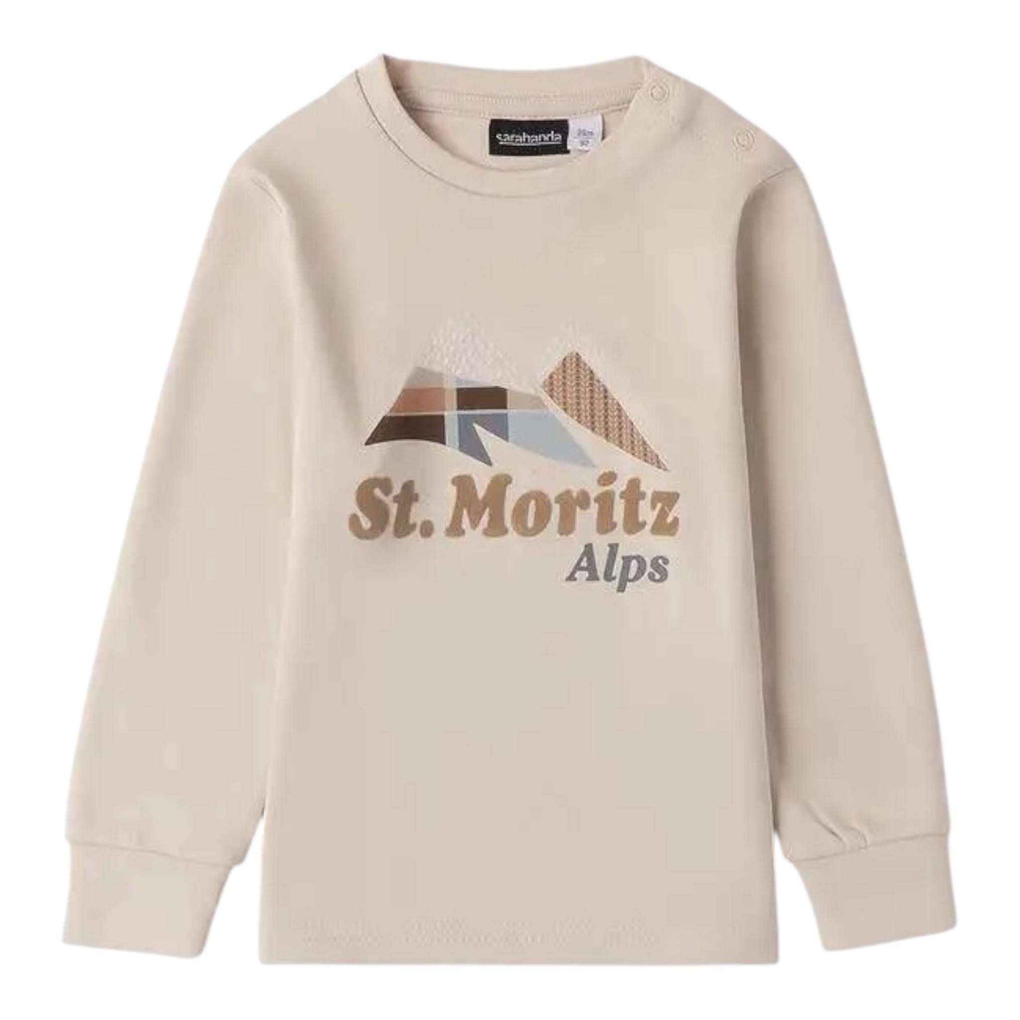 SARABANDA shirt girocollo tinta unita con stampa Beige per Bambino 0A148 BEIGE SARABANDA