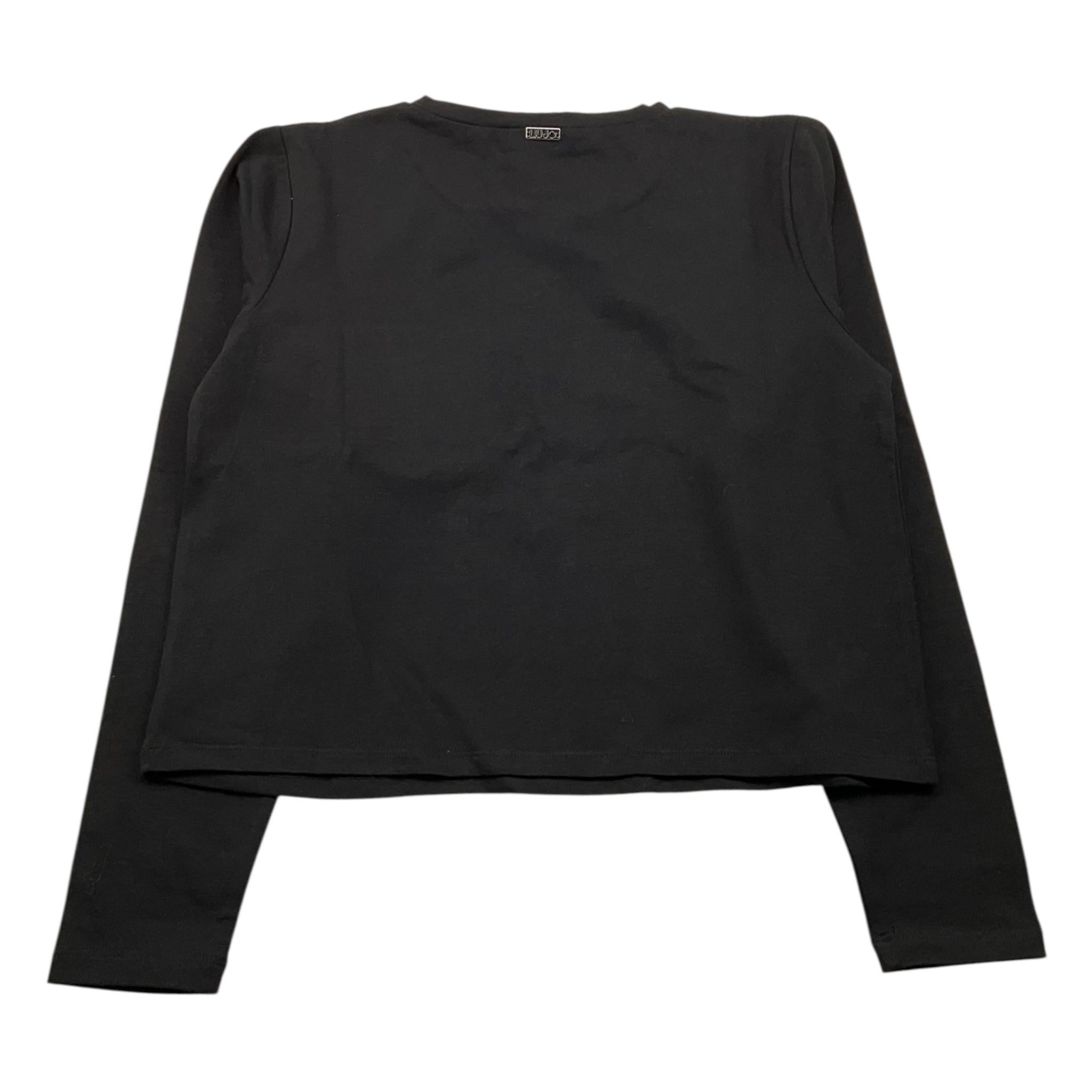 LIU JO shirt tinta unita girocollo con brillantini Nero per Bambina GF4185 NERO LIU JO