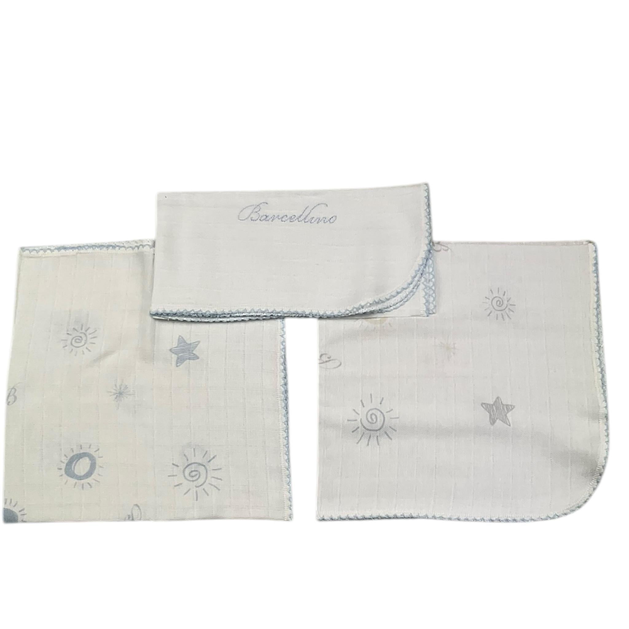 BARCELLINO set 3pz tinta unita con ricami Bianco per Neonato 1273AII BIANCO BARCELLINO