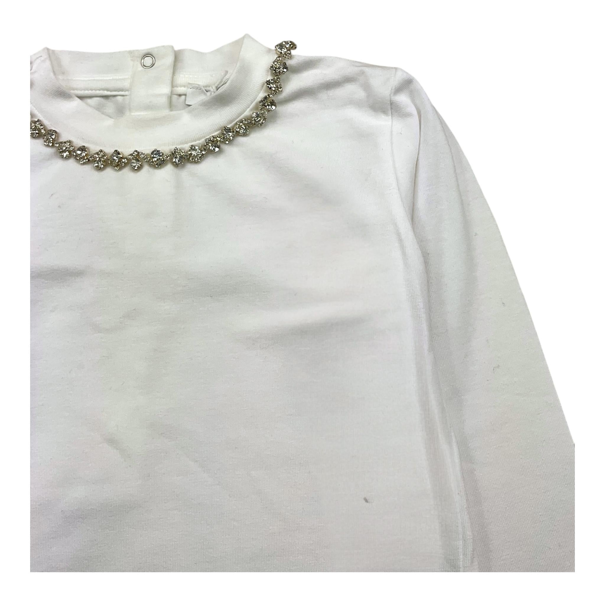U+è BY MISS GRANT shirt tinta unita girocollo cn strass Bianco per Neonata UE1569N BIANCO U+è BY MISS GRANT
