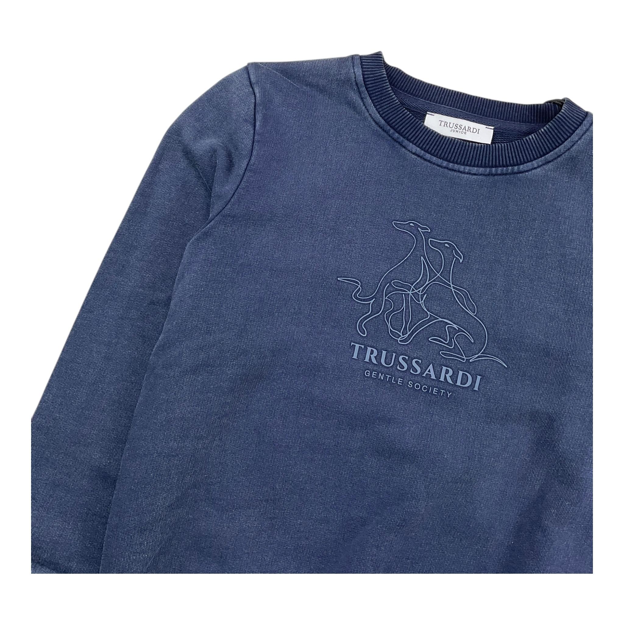 TRUSSARDI felpa chiusa girocollo tinta unita con stampa Blu per Bambino TBA25138FE BLU TRUSSARDI