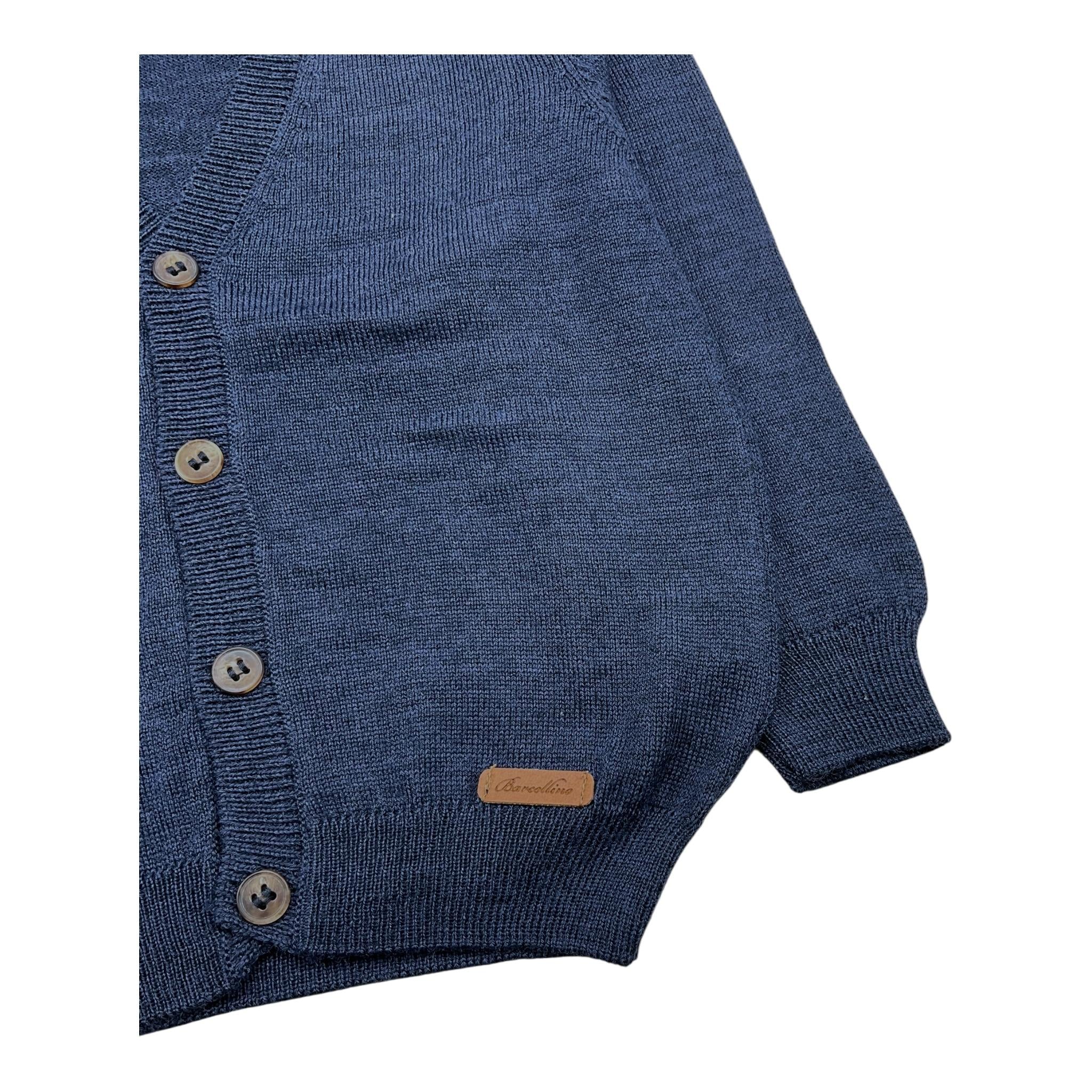 BARCELLINO cardigan tinta unita con logo Blu per Neonato 105205X BLU BARCELLINO