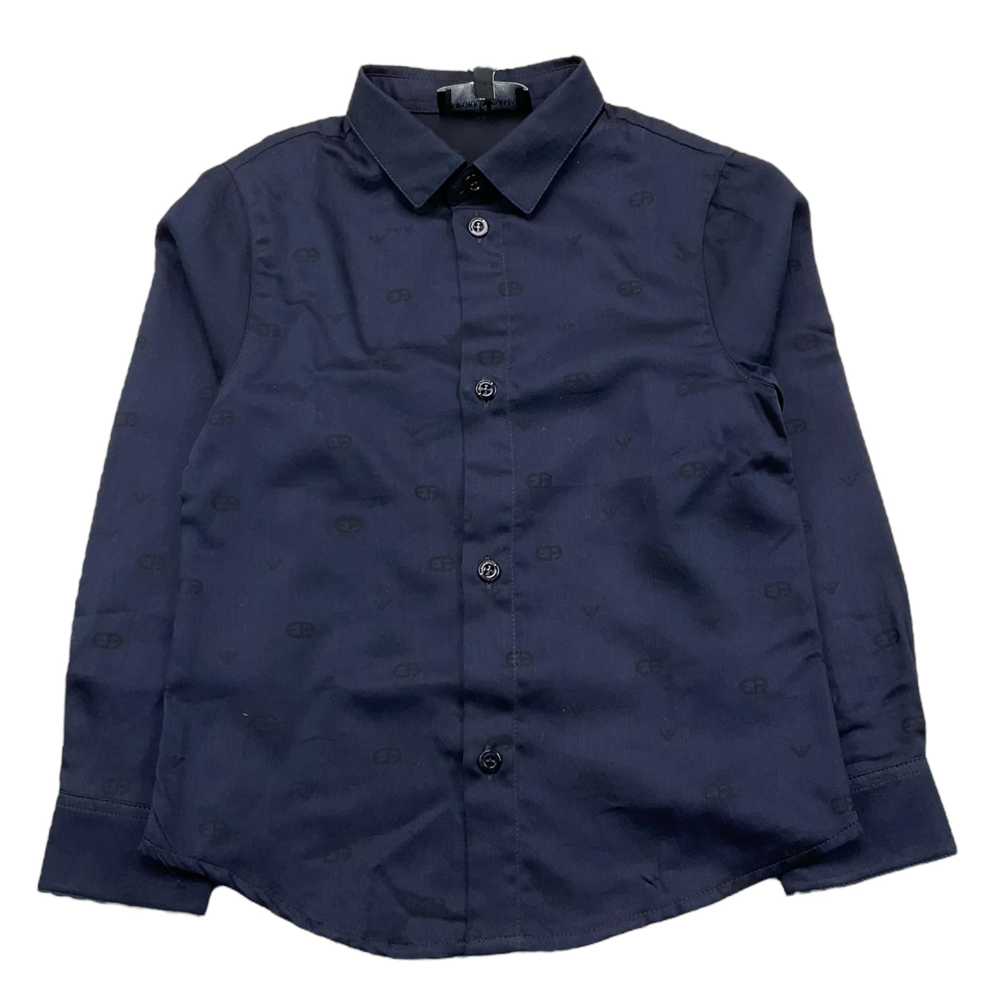 EMPORIO ARMANI camicia manica lunga tinta unita con logo Blu per Bambino 6L4C86 BLU EMPORIO ARMANI