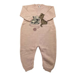 PER TE tutina manica lunga tinta unita con ricami Rosa per Neonata 44073 ROSA PER TE