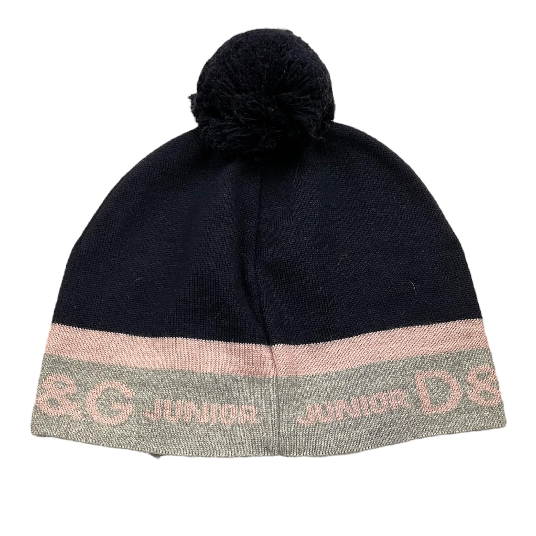 DOLCE & GABBANA cappello tinta unita con pon pon e stampa logo Blu per Bambina LB5126 BLU DOLCE & GABBANA