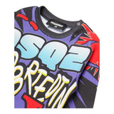 DSQUARED2 felpa chiusa girocollo stampa fantasia Nero per Neonato DQ2543 NERO DSQUARED2