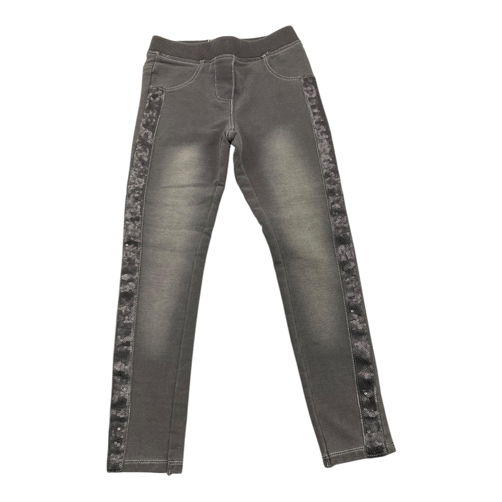 BOBOLI jeans tinta unita con elastico in vita e paillettes Grigio per Bambina 490317 GRIGIO BOBOLI
