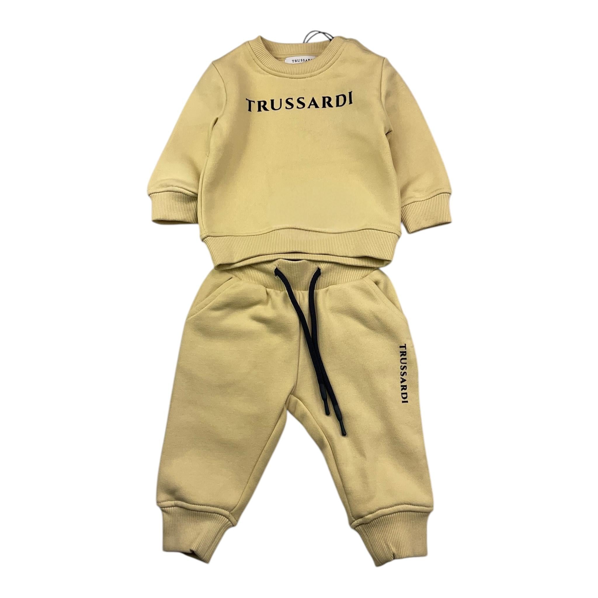 TRUSSARDI completo 2pz tinta unita felpa-pantalone Beige per Neonato TIA25015CF BEIGE TRUSSARDI