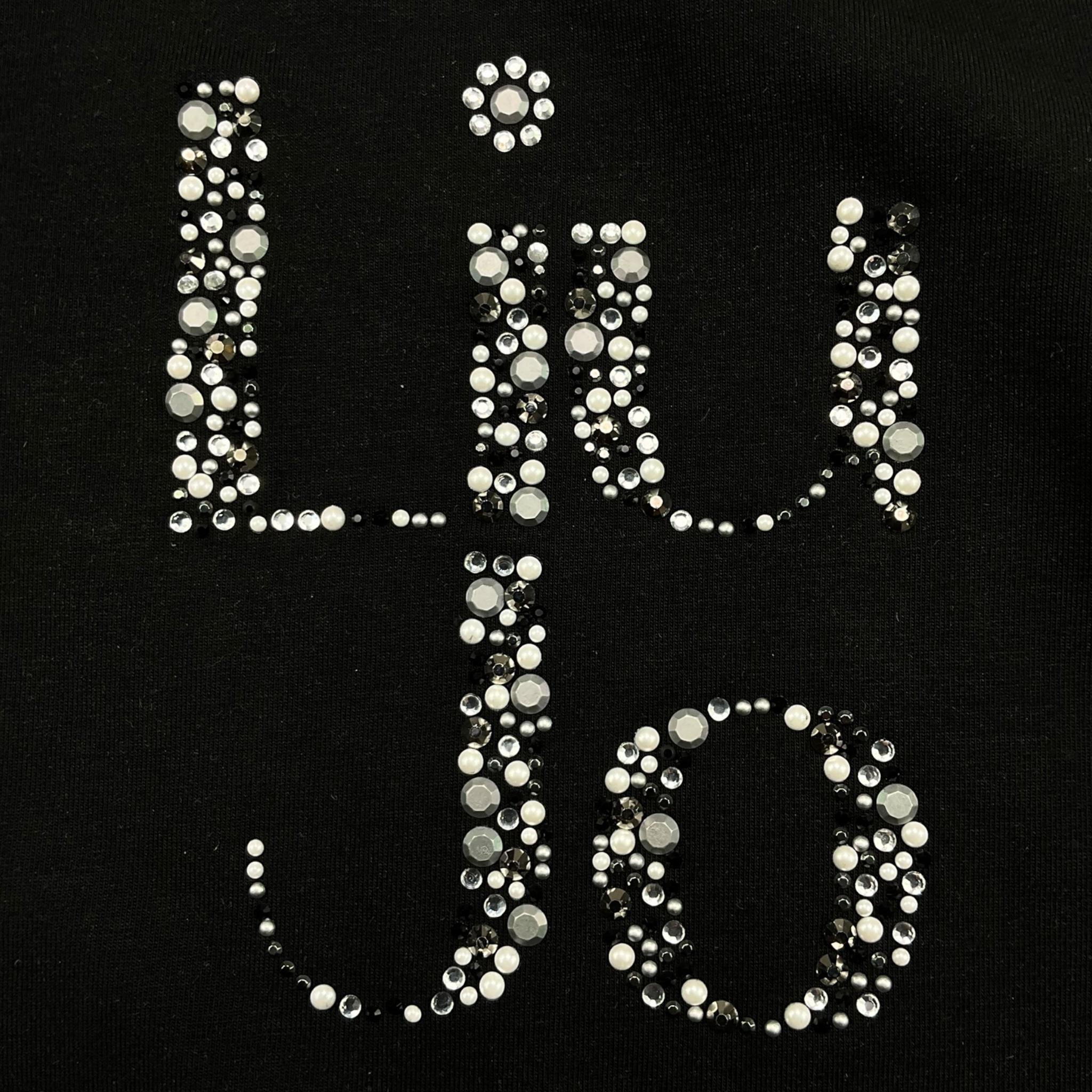 LIU JO shirt girocollo tinta unita con stampa e applicazioni Nero per Bambina GF4093X NERO LIU JO