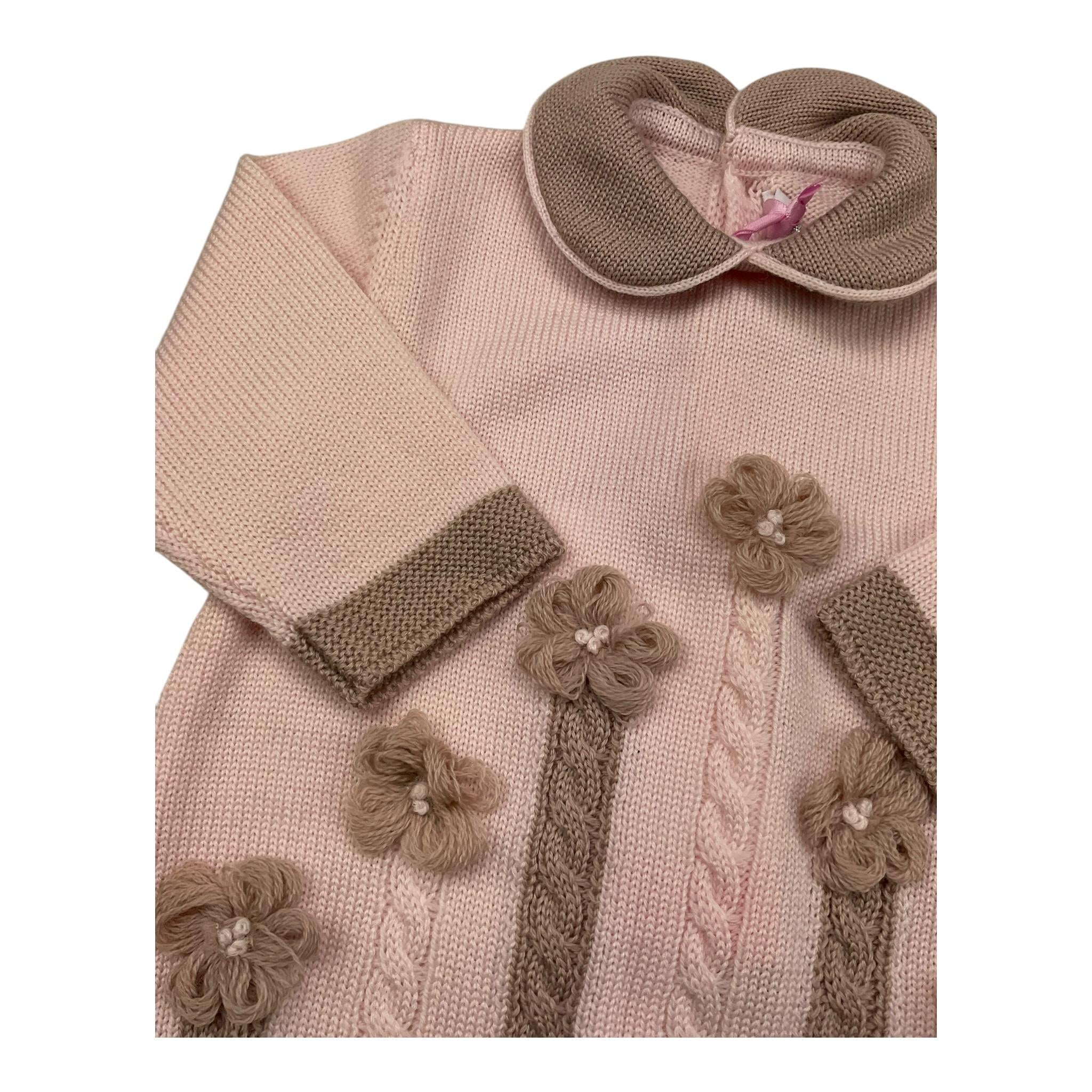 COLORI CHIARI tutina manica lunga tinta unita cn ricami in contrasto Rosa per Neonata FF167786 ROSA COLORI CHIARI