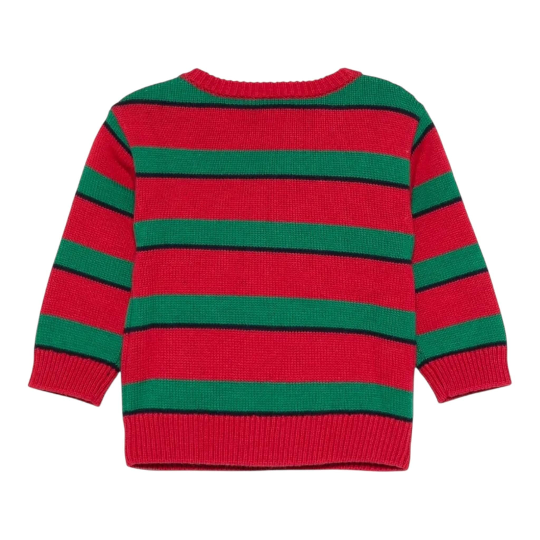 MOSCHINO maglia girocollo fantasia a righe con ricamo orso Rosso/verde per Neonato MXW00JXX ROSSO/VERDE MOSCHINO