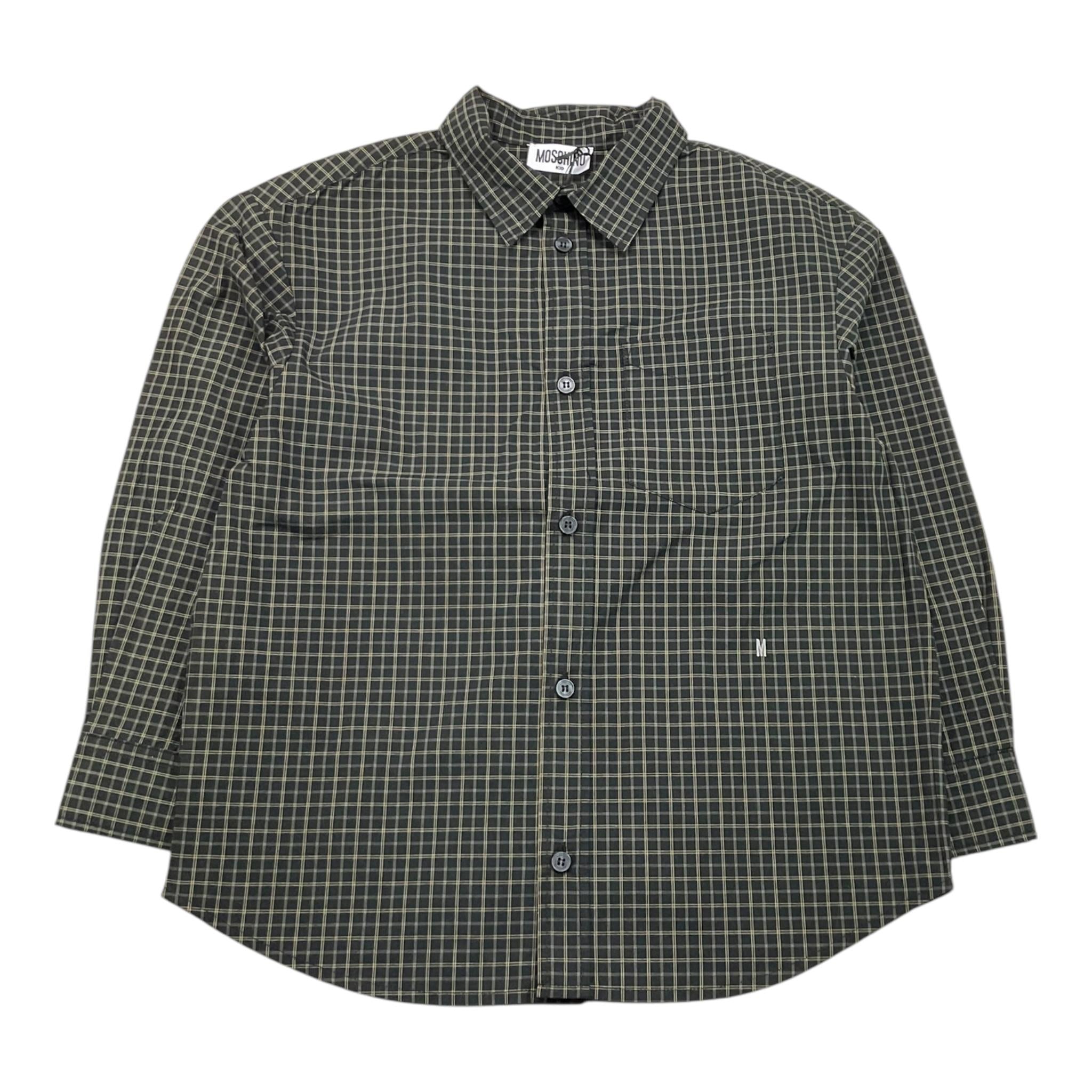 MOSCHINO camicia tinta unita con fantasia a quadretti Nero per Bambino HMC01K NERO MOSCHINO