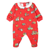 MOSCHINO tutina manica lunga tinta unita con stampa in contrasto Rosso per Neonato MUT043 ROSSO MOSCHINO