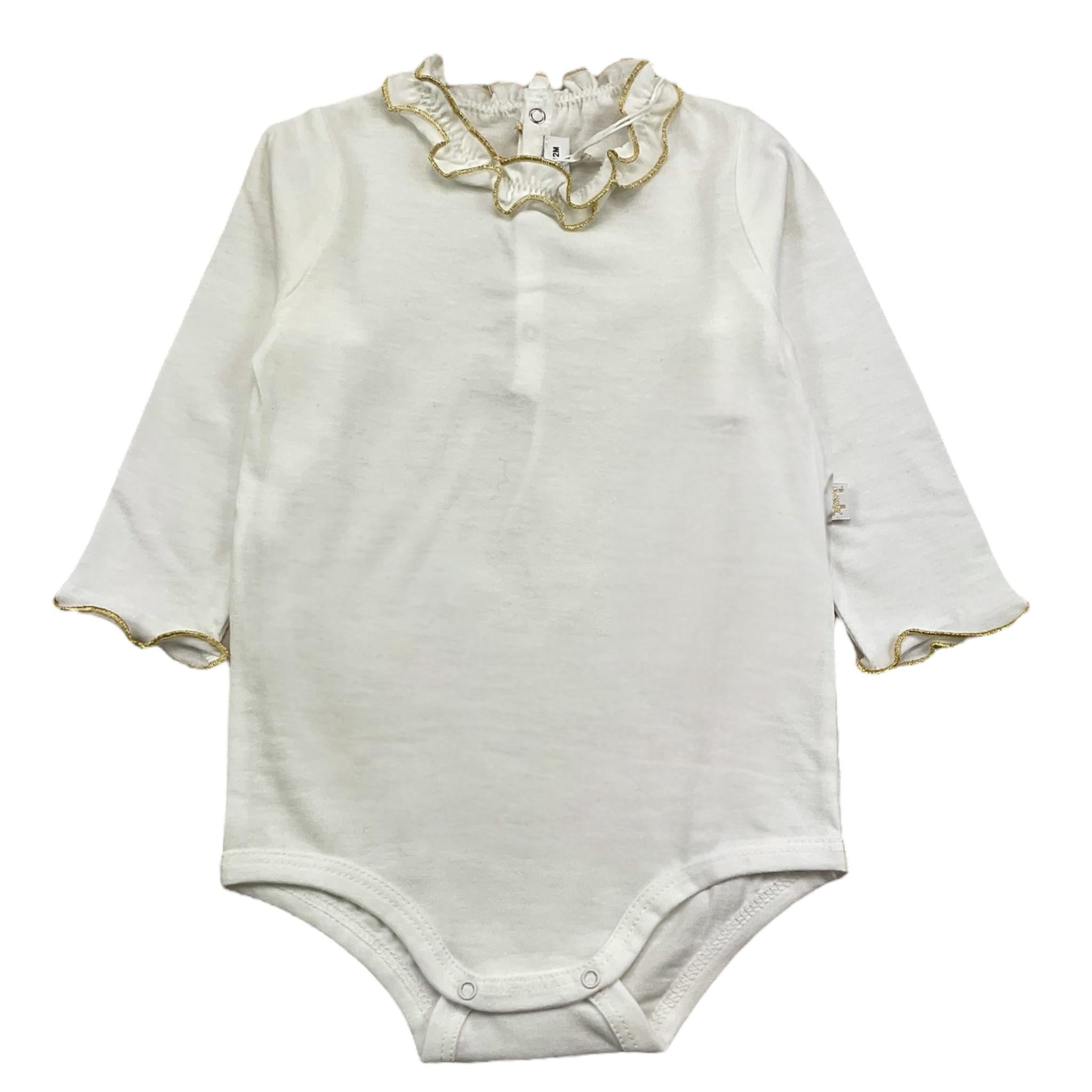 IL GUFO body manica lunga tinta unita con collo rouches Bianco per Neonata A24MB044MF002 BIANCO IL GUFO