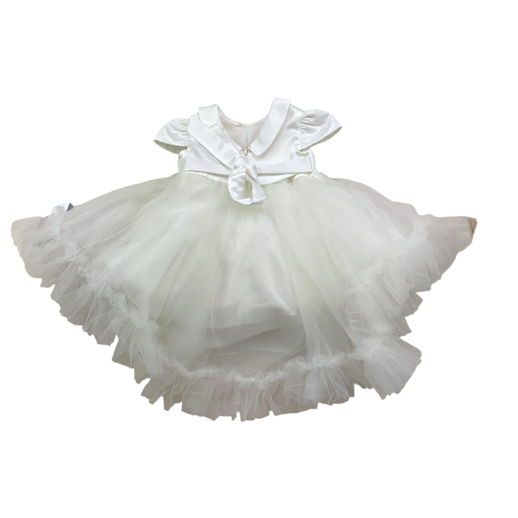 PETIT abito cerimonia tinta unita con tulle Bianco per Neonata S2016227 BIANCO PETIT