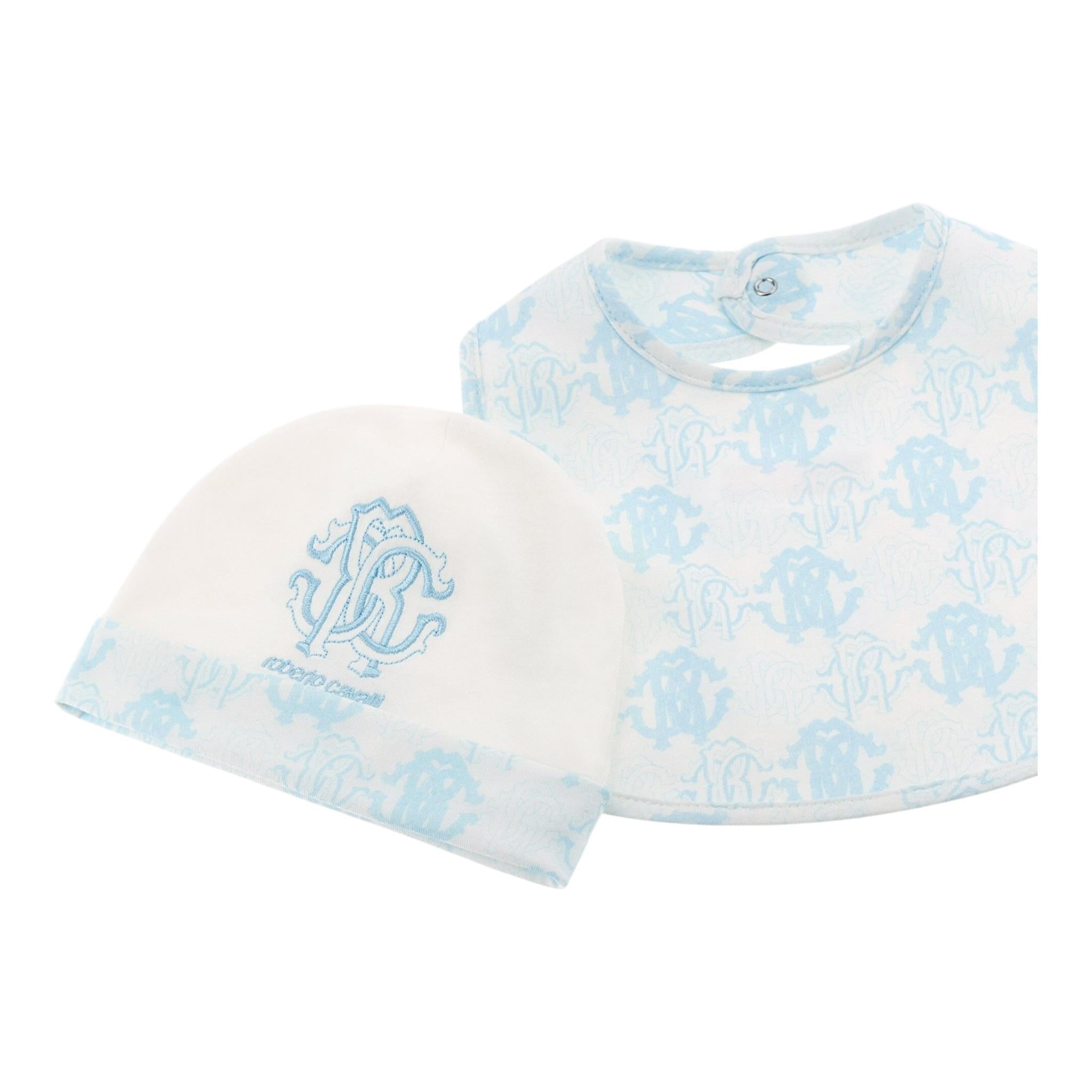 ROBERTO CAVALLI set 3 pezzi tutina-cappello-bavetta tinta unita Bianco per Neonato TJT809 BIANCO ROBERTO CAVALLI