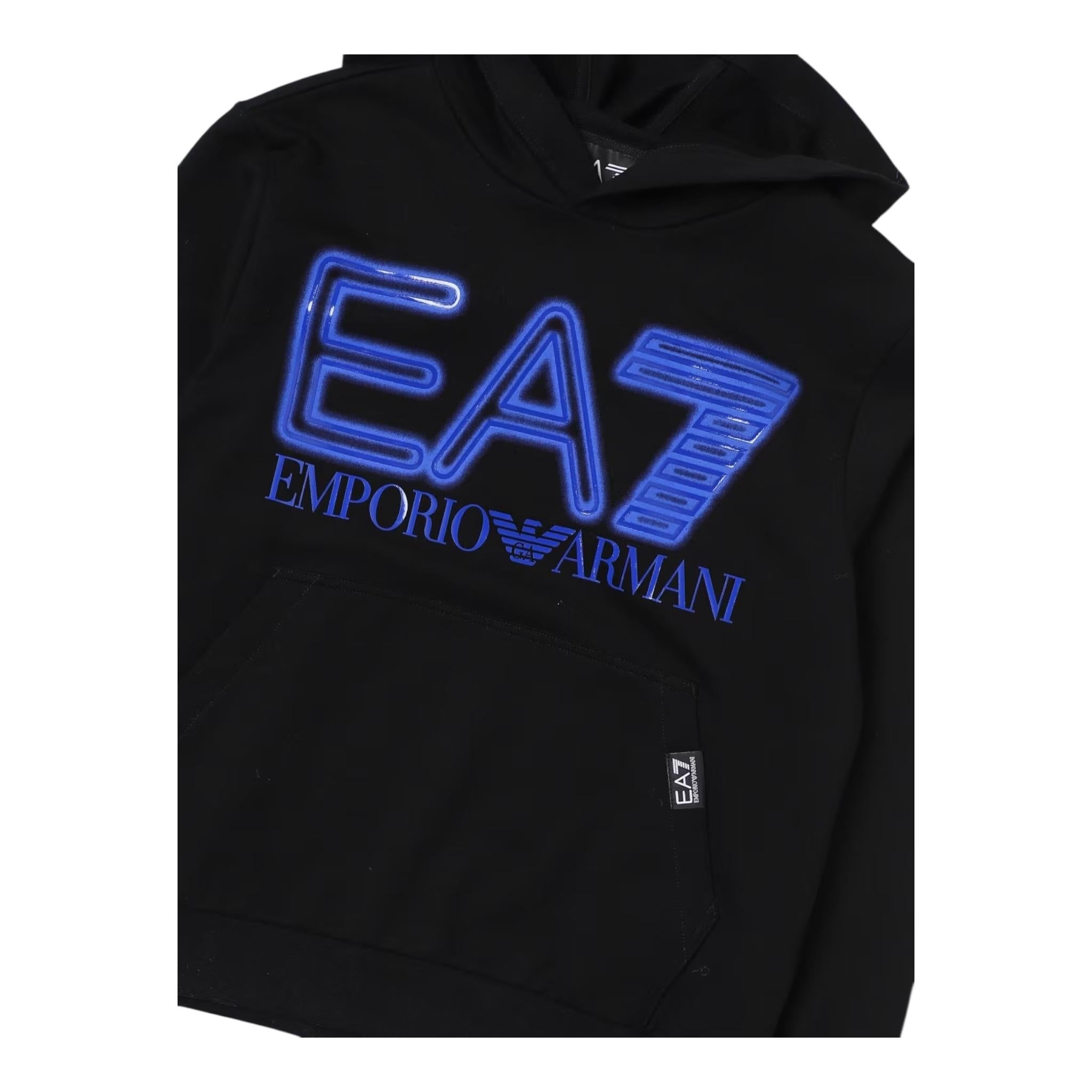 EMPORIO ARMANI felpa tinta unita con cappuccio e stampa Nero per Bambino 3DBM63 NERO EMPORIO ARMANI