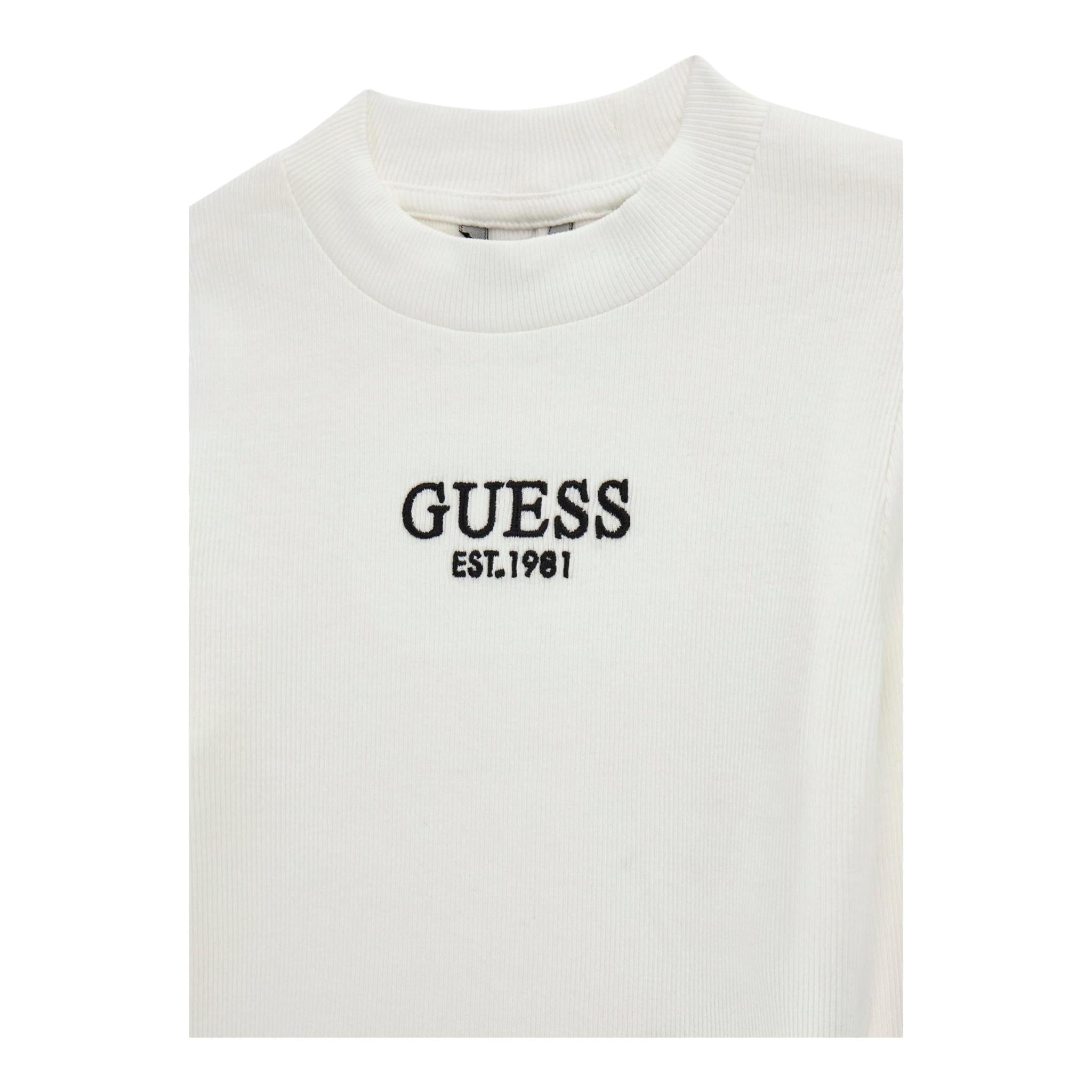 GUESS shirt tinta unita girocollo con logo Bianco per Bambina J4YI49KBZP4 BIANCO GUESS