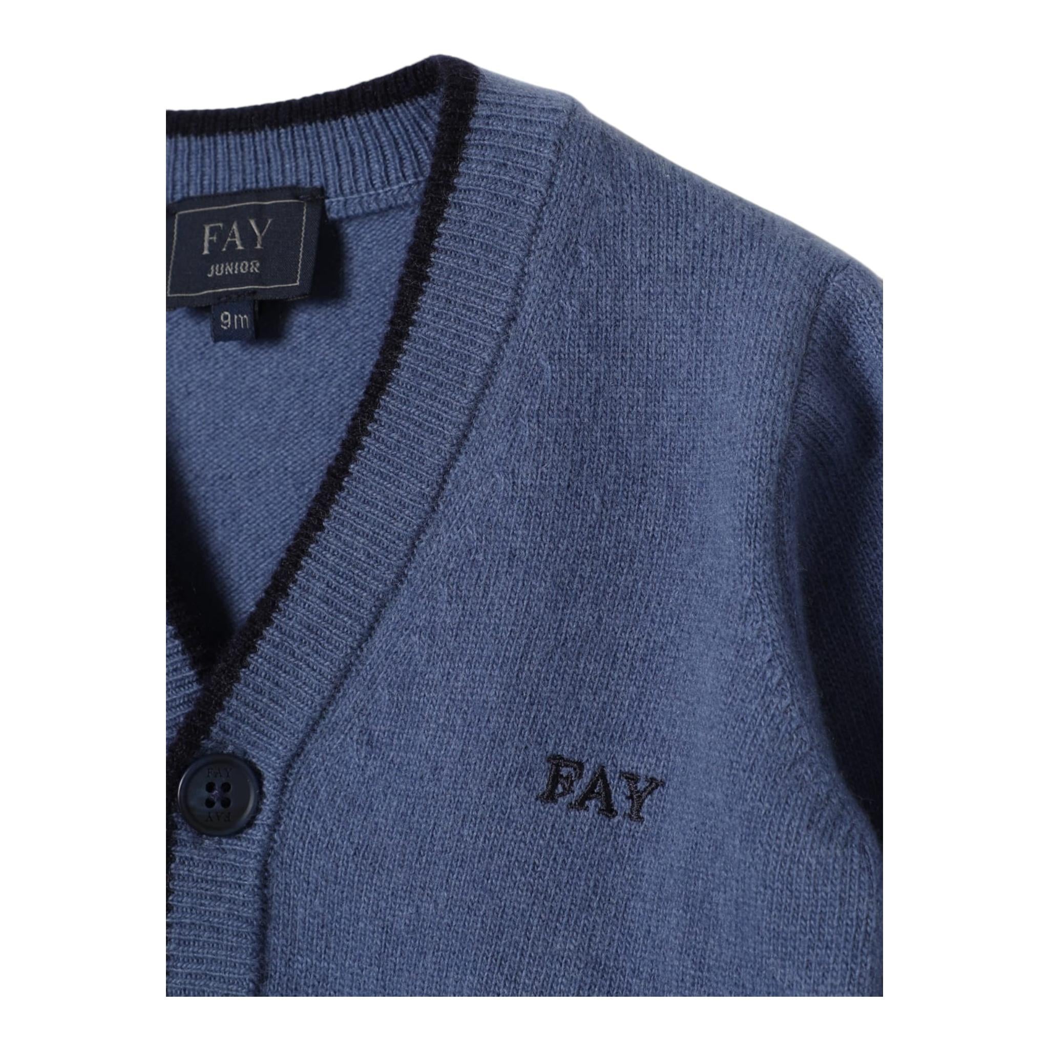 FAY cardigan tinta unita con logo Blu per Neonato FV9500 BLU FAY