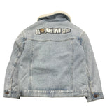 MOSCHINO giubbino in denim tinta unita con pelliccia e stampa Azzurro per Bambino HUS05C AZZURRO MOSCHINO