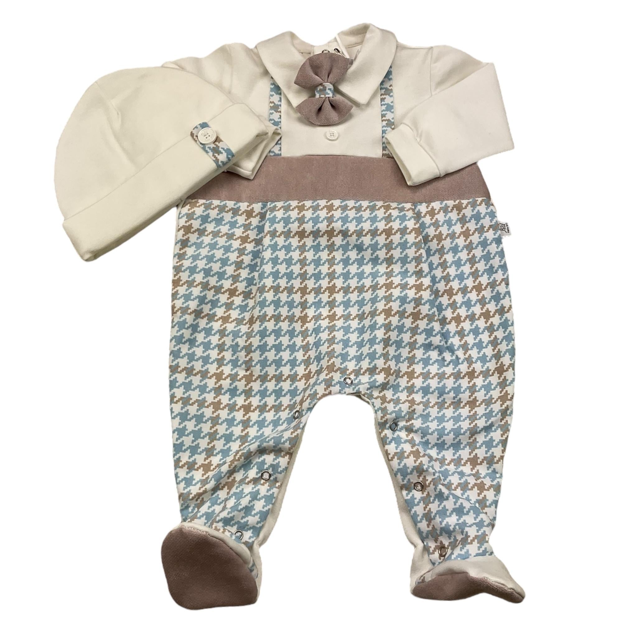 PETIT set tutina manica lunga tinta unita stampa fantasia con cappello Panna per Neonato S7116365 PANNA PETIT