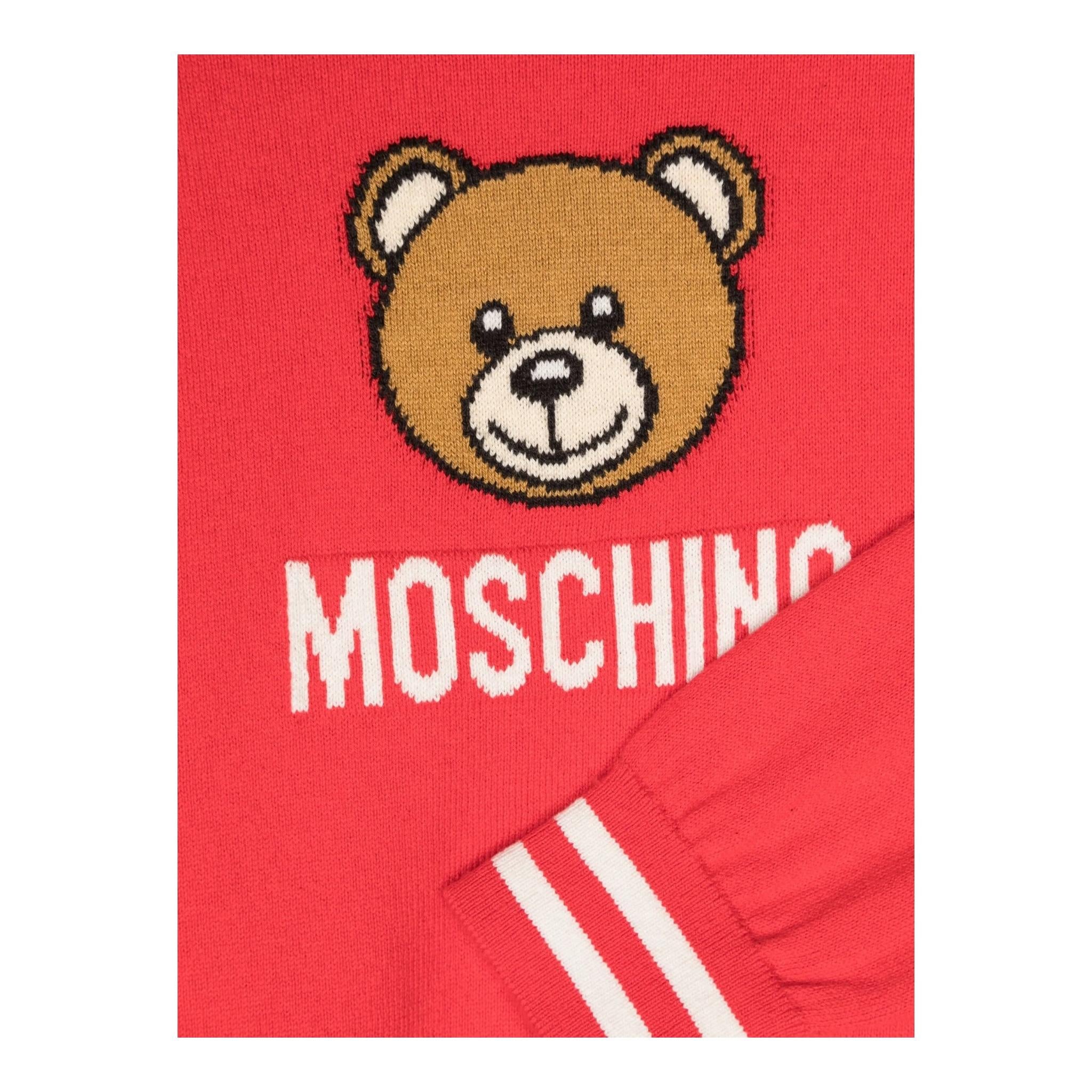 MOSCHINO maglia girocollo tinta unita con stampa orso Rosso per Bambino MYW00JXXJ ROSSO MOSCHINO