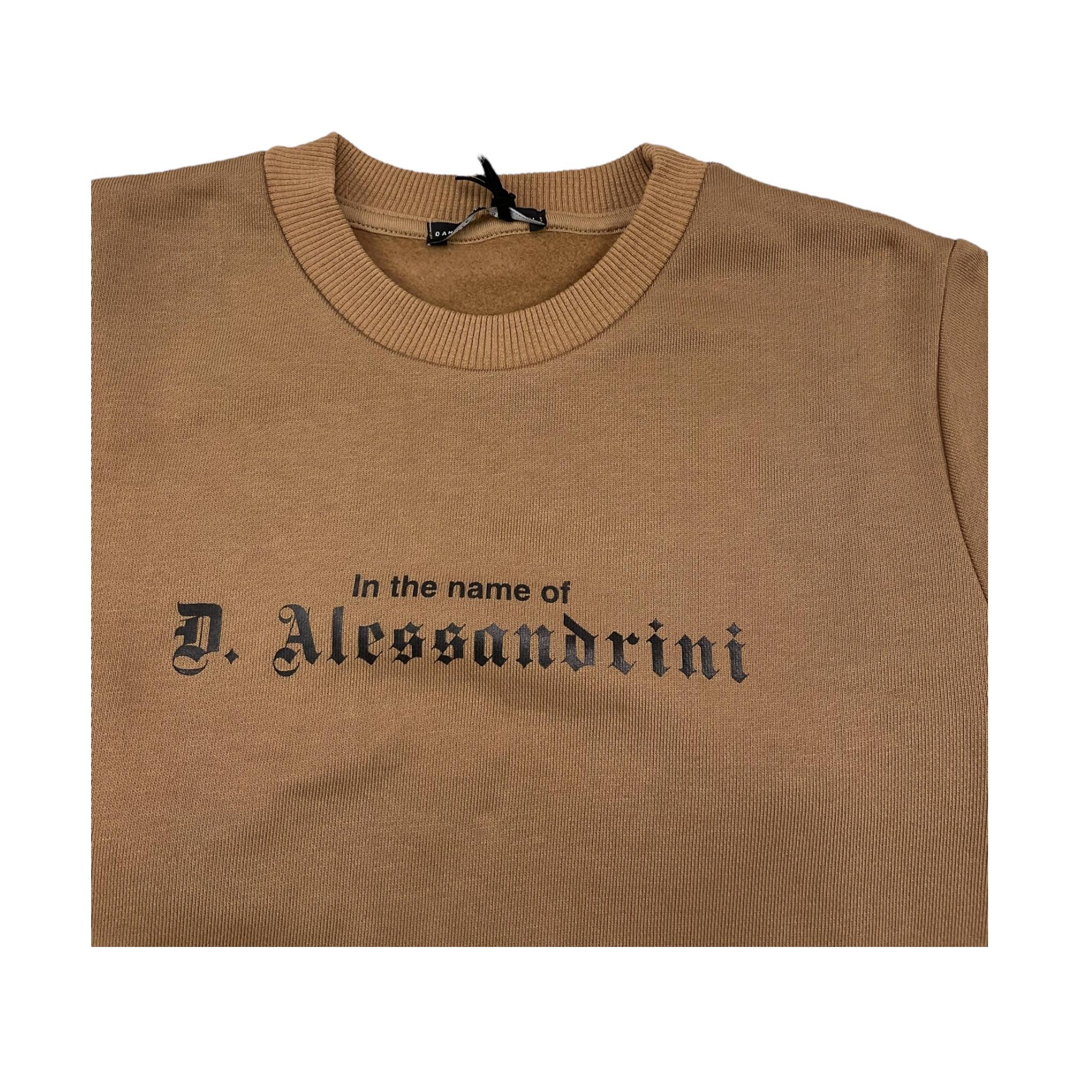 DANIELE ALESSANDRINI felpa girocollo tinta unita con stampa Beige per Bambino 1231F00103X BEIGE DANIELE ALESSANDRINI