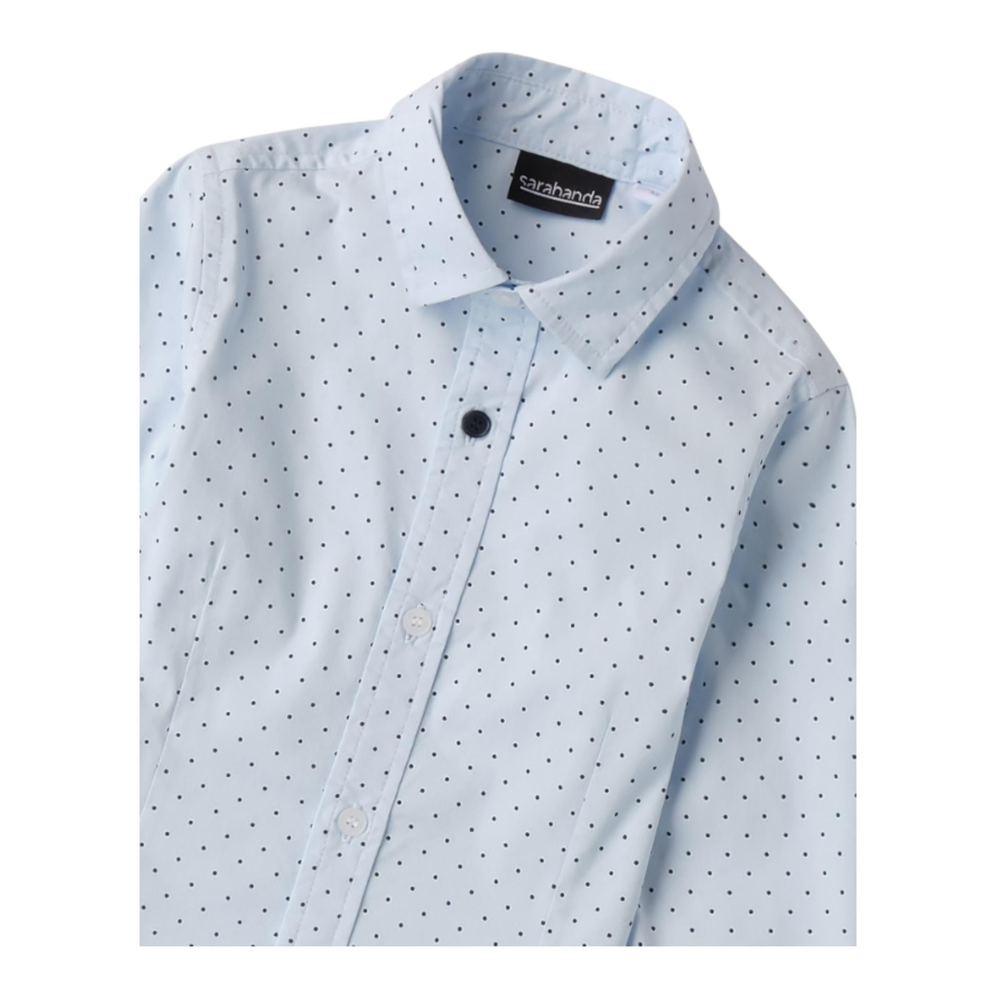 SARABANDA camicia tinta unita con stampa pois Azzurro per Bambino A124J AZZURRO SARABANDA