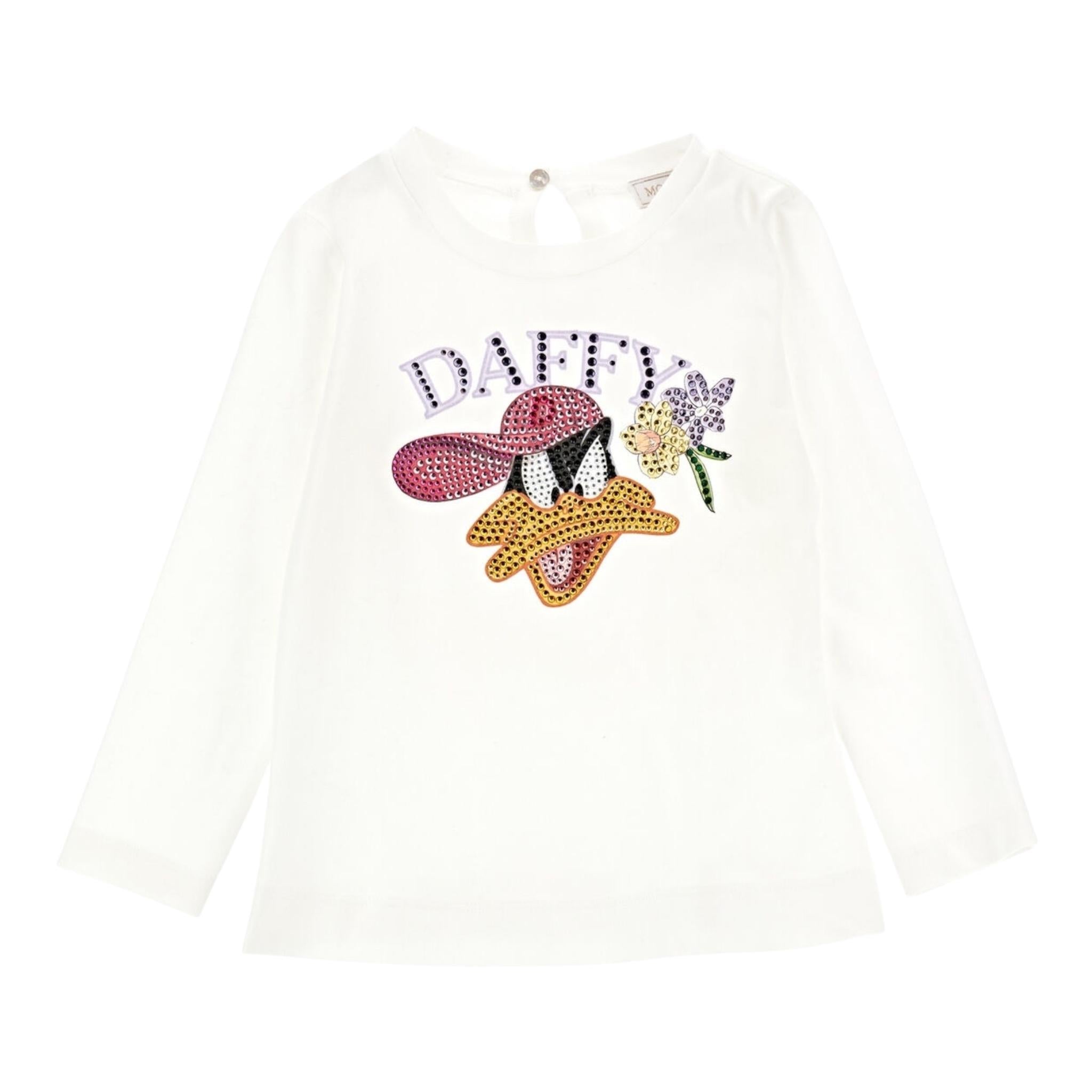 MONNALISA shirt girocollo tinta unita con stampa Bianco per Bambina 19B617 BIANCO MONNALISA