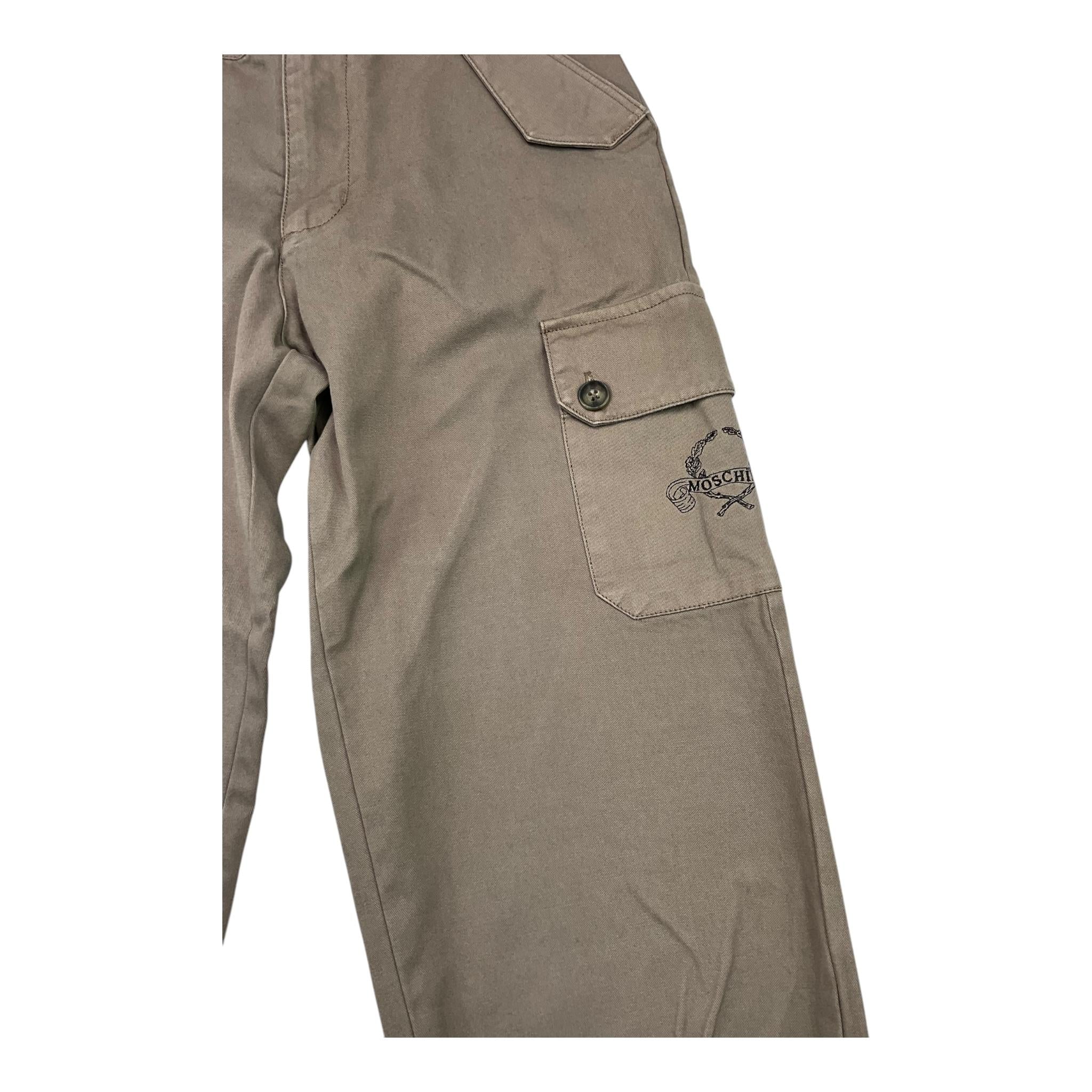 MOSCHINO pantalone modello cargo tinta unita con girovita reglolabile Verde per Bambino HUP08Q VERDE MOSCHINO