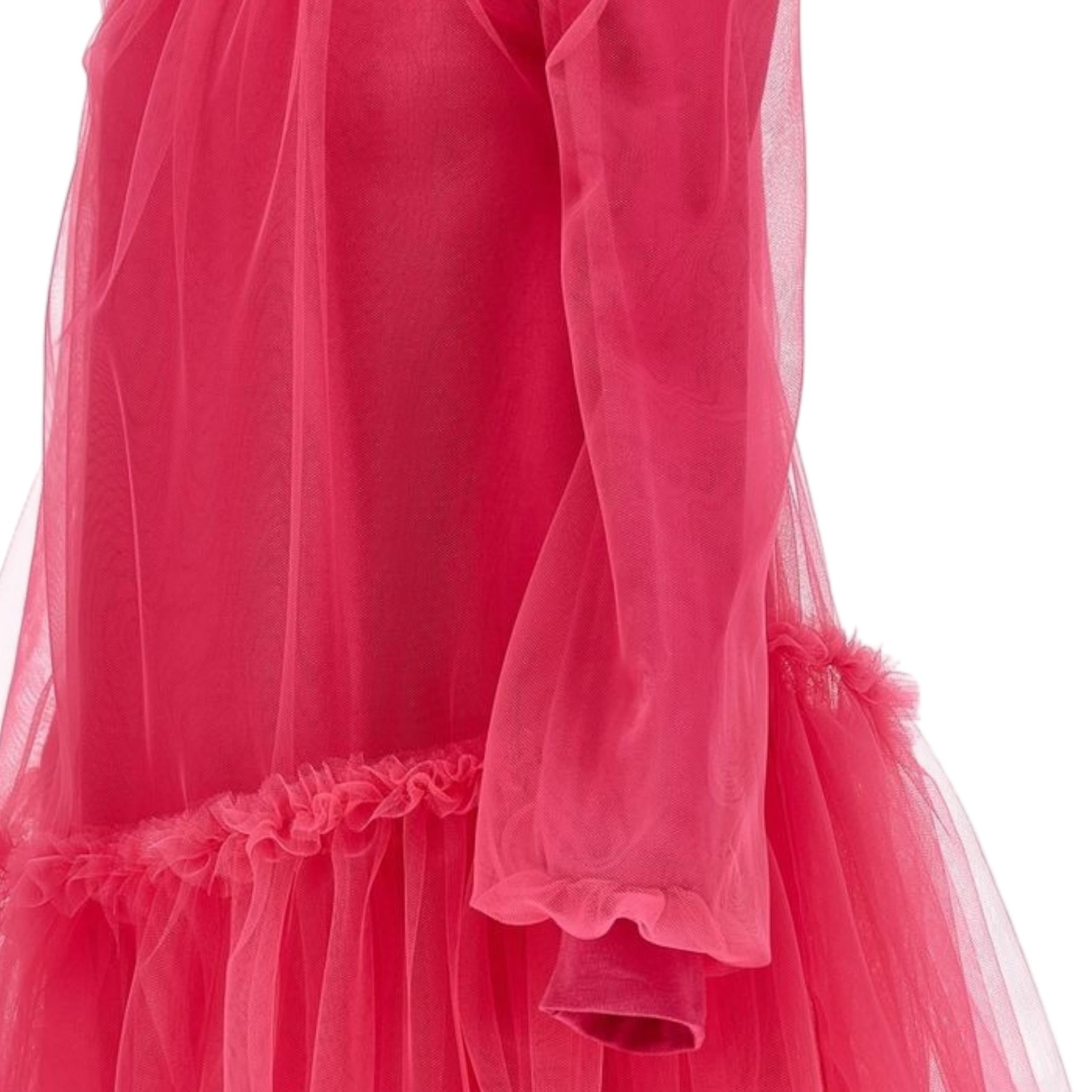 MONNALISA abito tinta unita con tulle Rosso per Bambina 17B903 ROSSO MONNALISA