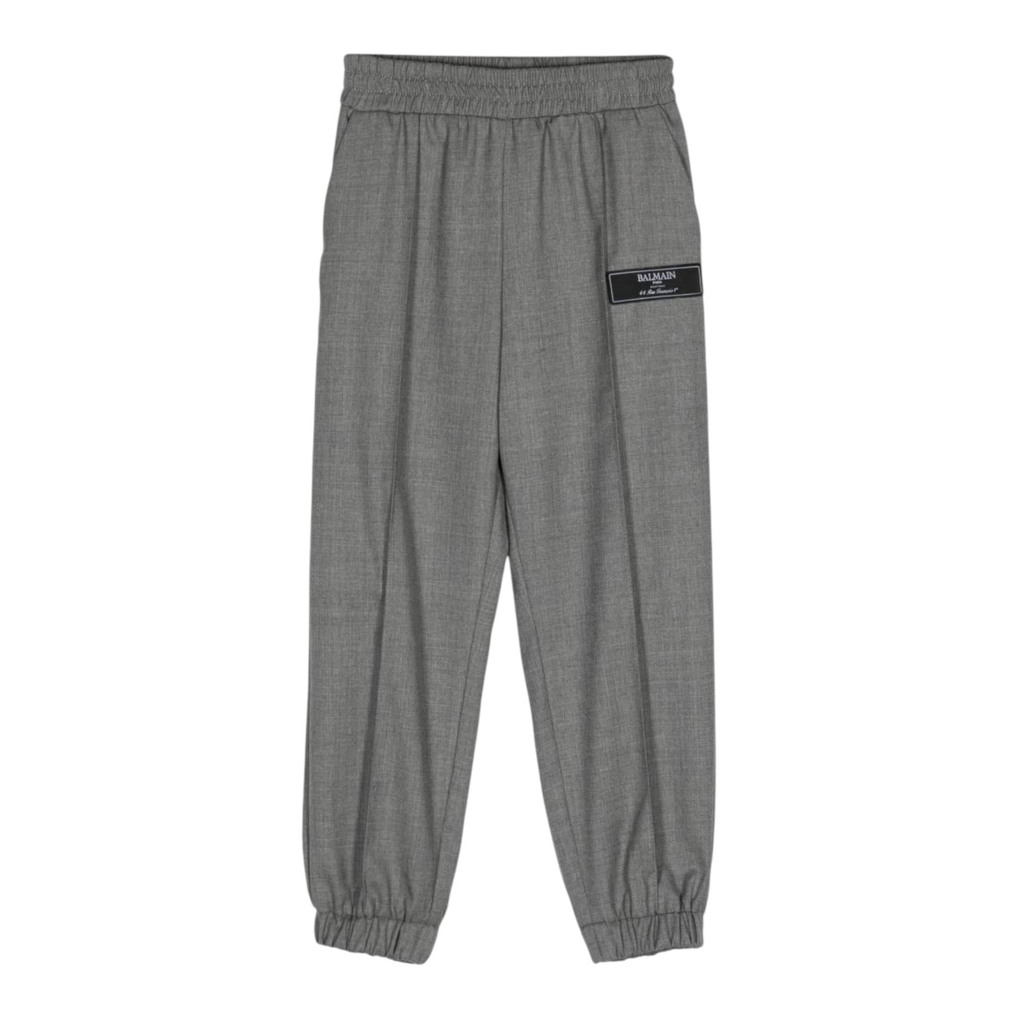 BALMAIN pantalone tinta unita con stampa Grigio per Bambino 8V6R80 GRIGIO BALMAIN
