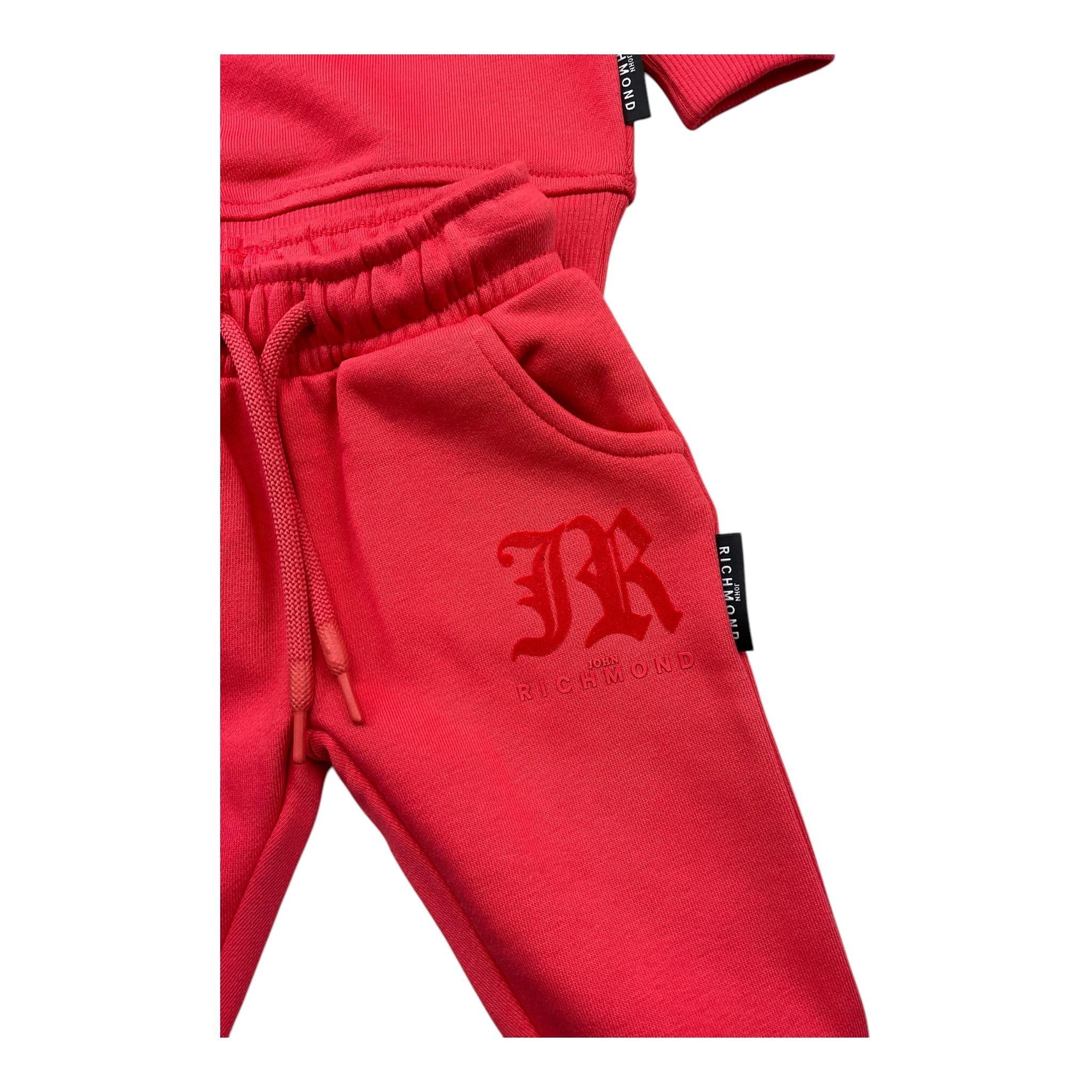 JOHN RICHMOND completo 2pz felpa-pantalone tinta unita con stampa Corallo per Neonato RIA25016CF CORALLO JOHN RICHMOND