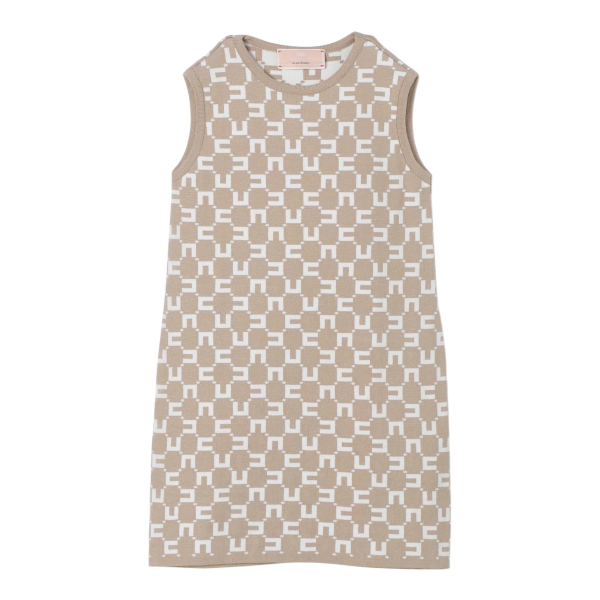 ELISABETTA FRANCHI abito giromanica tinta unita cn stampe in contrasto Beige per Bambina EFAB514 BEIGE ELISABETTA FRANCHI
