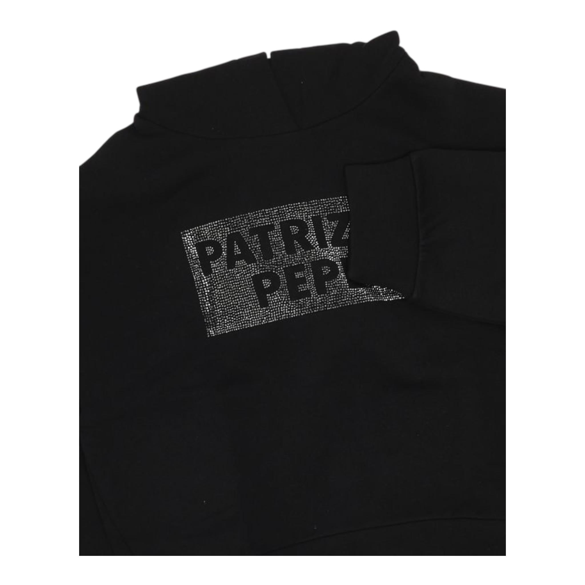 PATRIZIA PEPE felpa chiusa con cappuccio tinta unita con brillantini Nero per Bambina 7M0830X NERO PATRIZIA PEPE