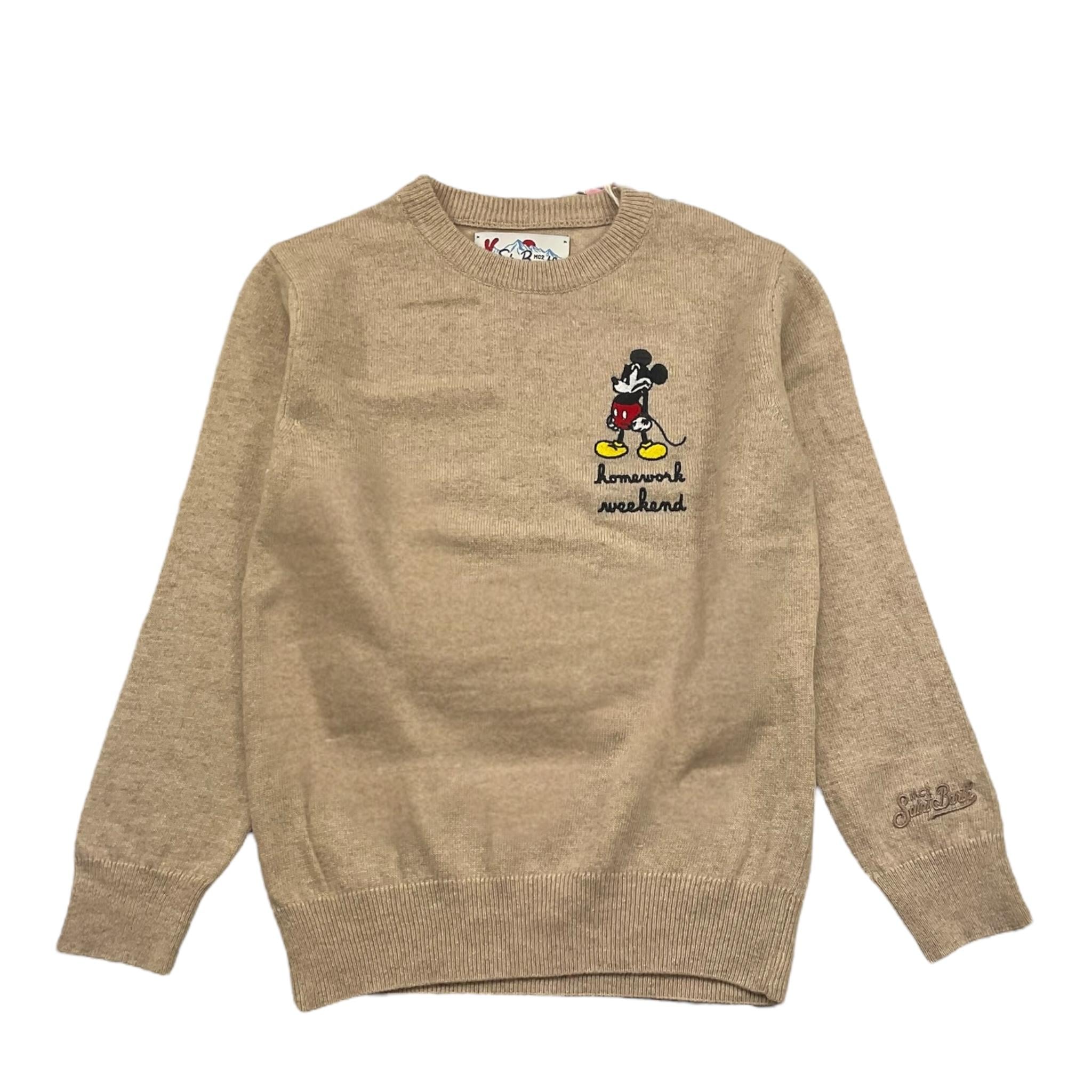 SAINT BARTH maglia tinta unita con stampa Sabbia per Bambino DOU00211 SABBIA SAINT BARTH