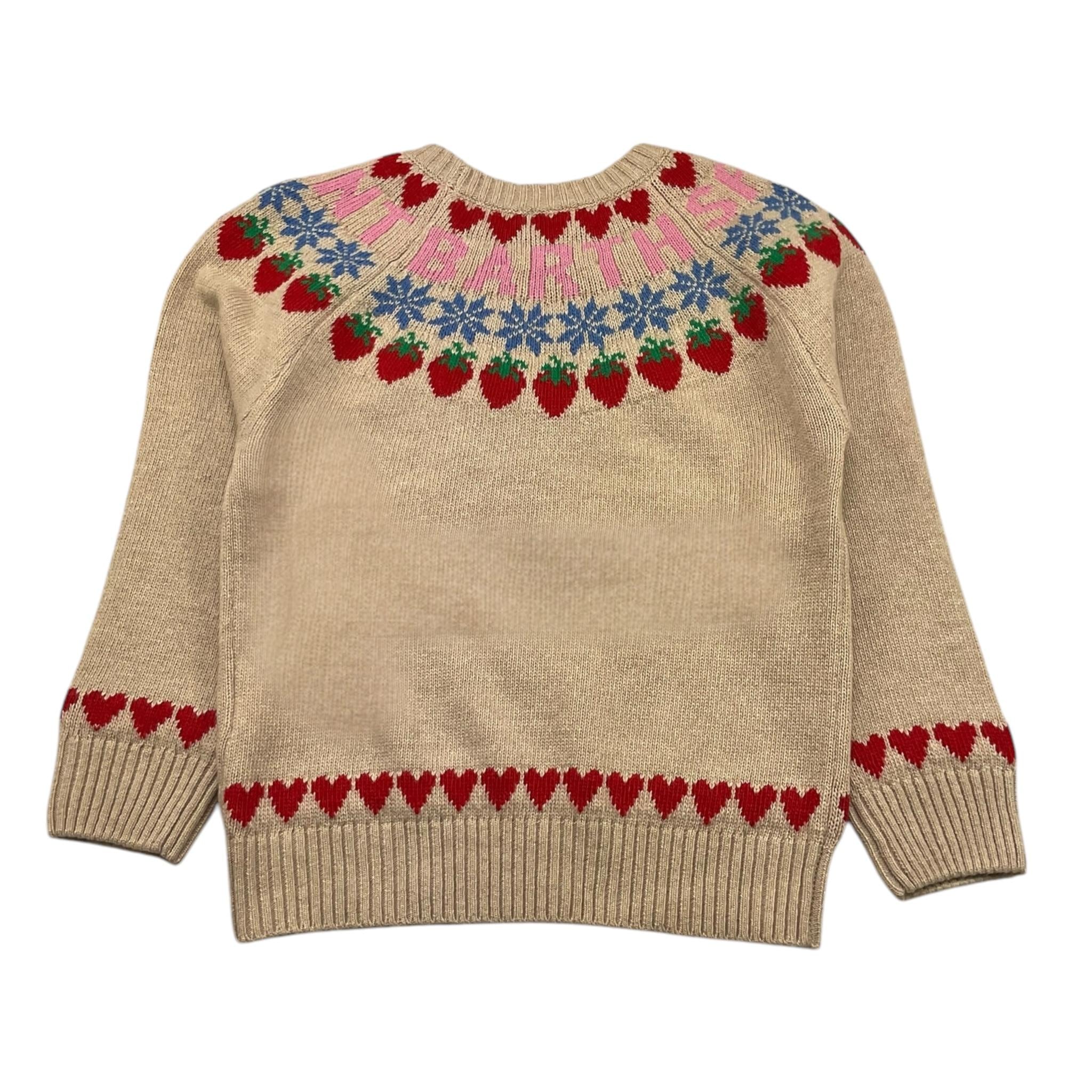 SAINT BARTH maglia tinta unita girocollo con stampa Beige per Bambina SBSTRAW BEIGE SAINT BARTH