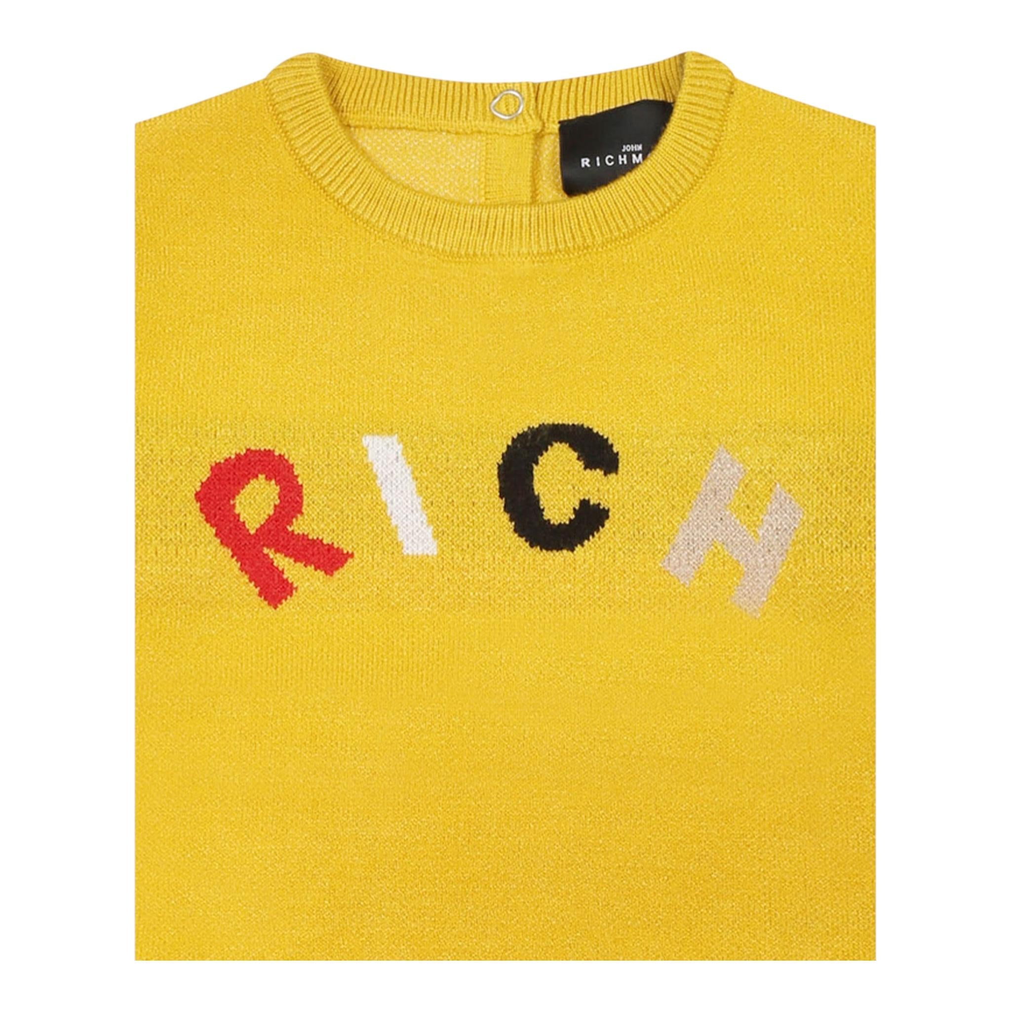 JOHN RICHMOND maglia tinta unita girocollo con stampa Senape per Neonato RIA24068MA SENAPE JOHN RICHMOND